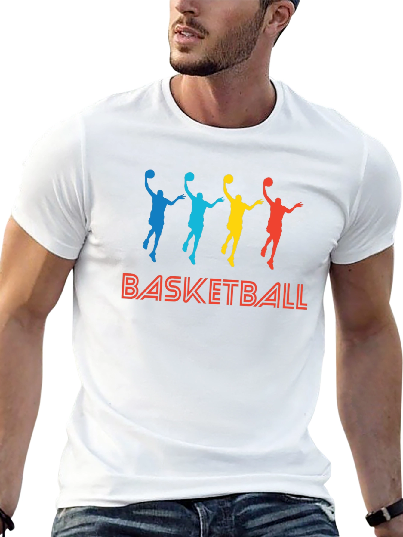 Colorful Basketball Graphic T-Shirt