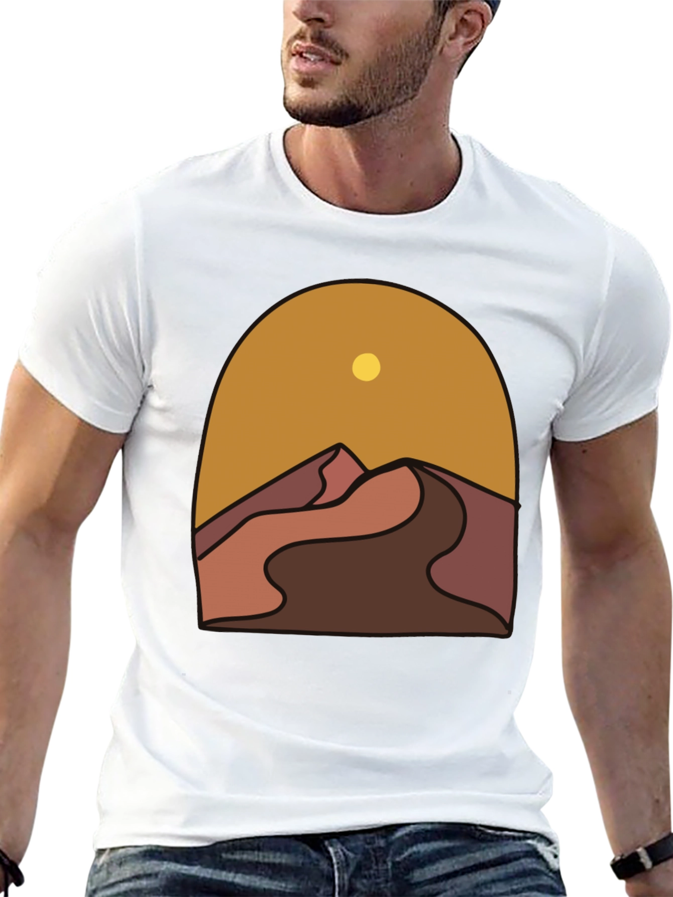 Desert Graphic Tee - Stylish Mens Black T-Shirt