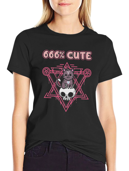 666% Cute Graphic T-Shirt - Dark Humor Cat Tee