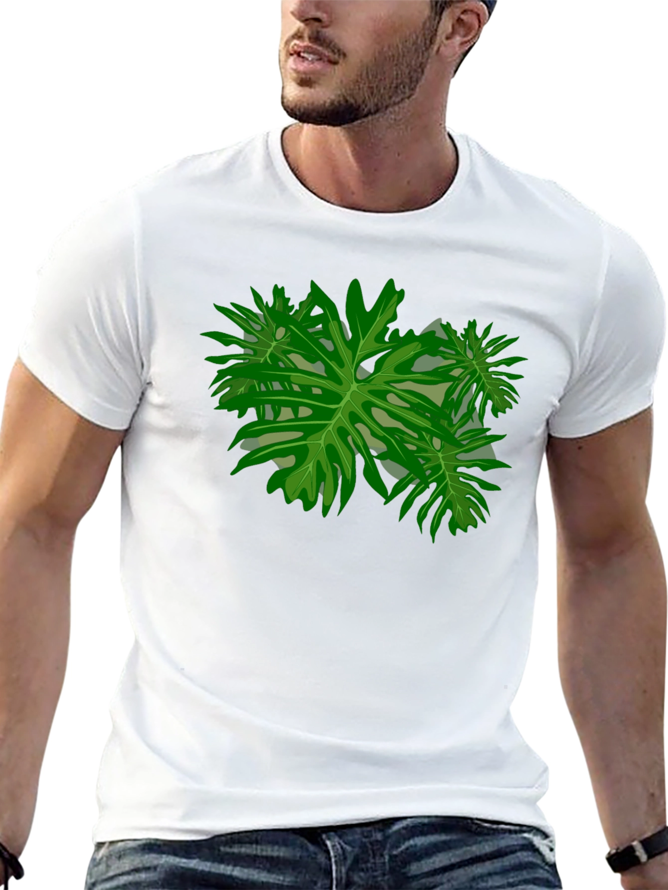 Tropical Leaf Graphic Black T-Shirt