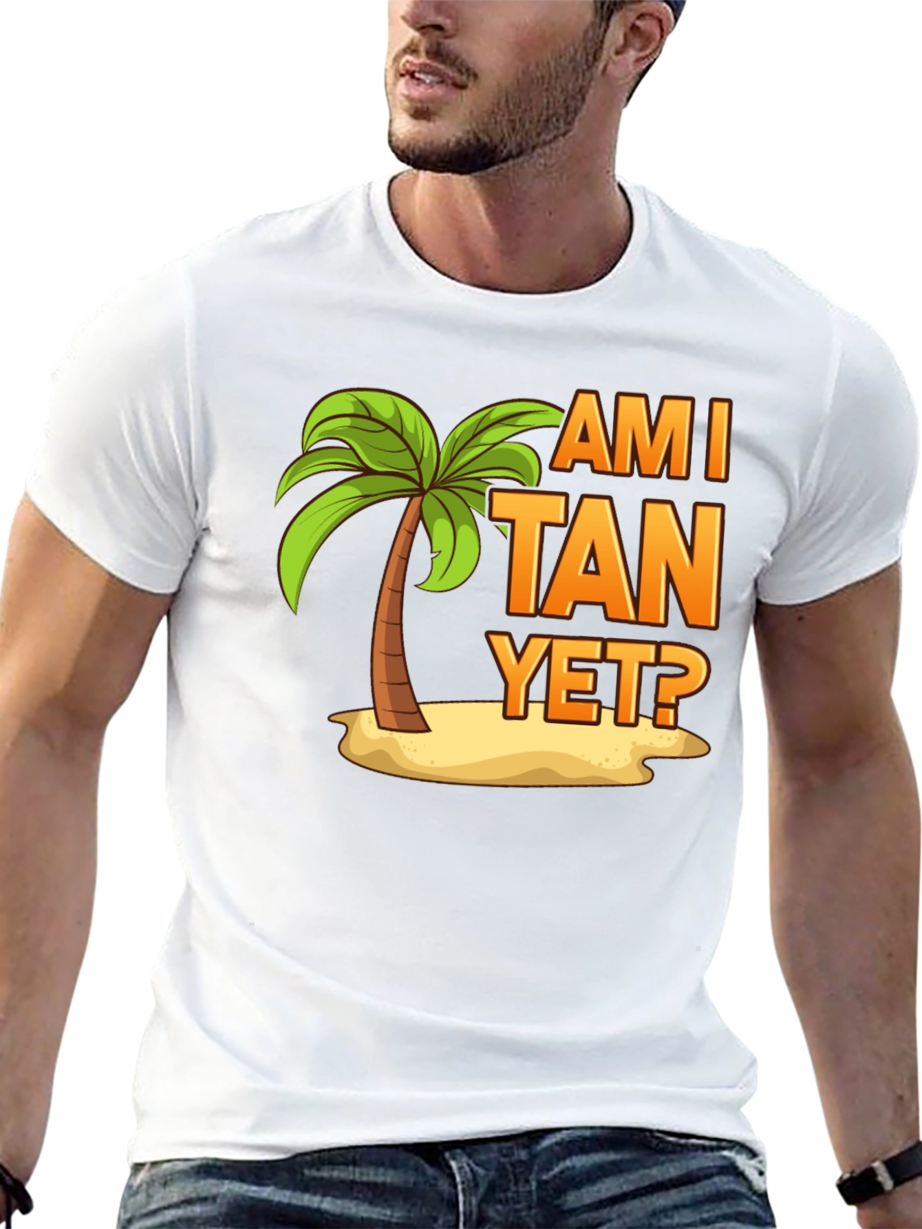 Am I Tan Yet? Palm Tree Graphic T-Shirt