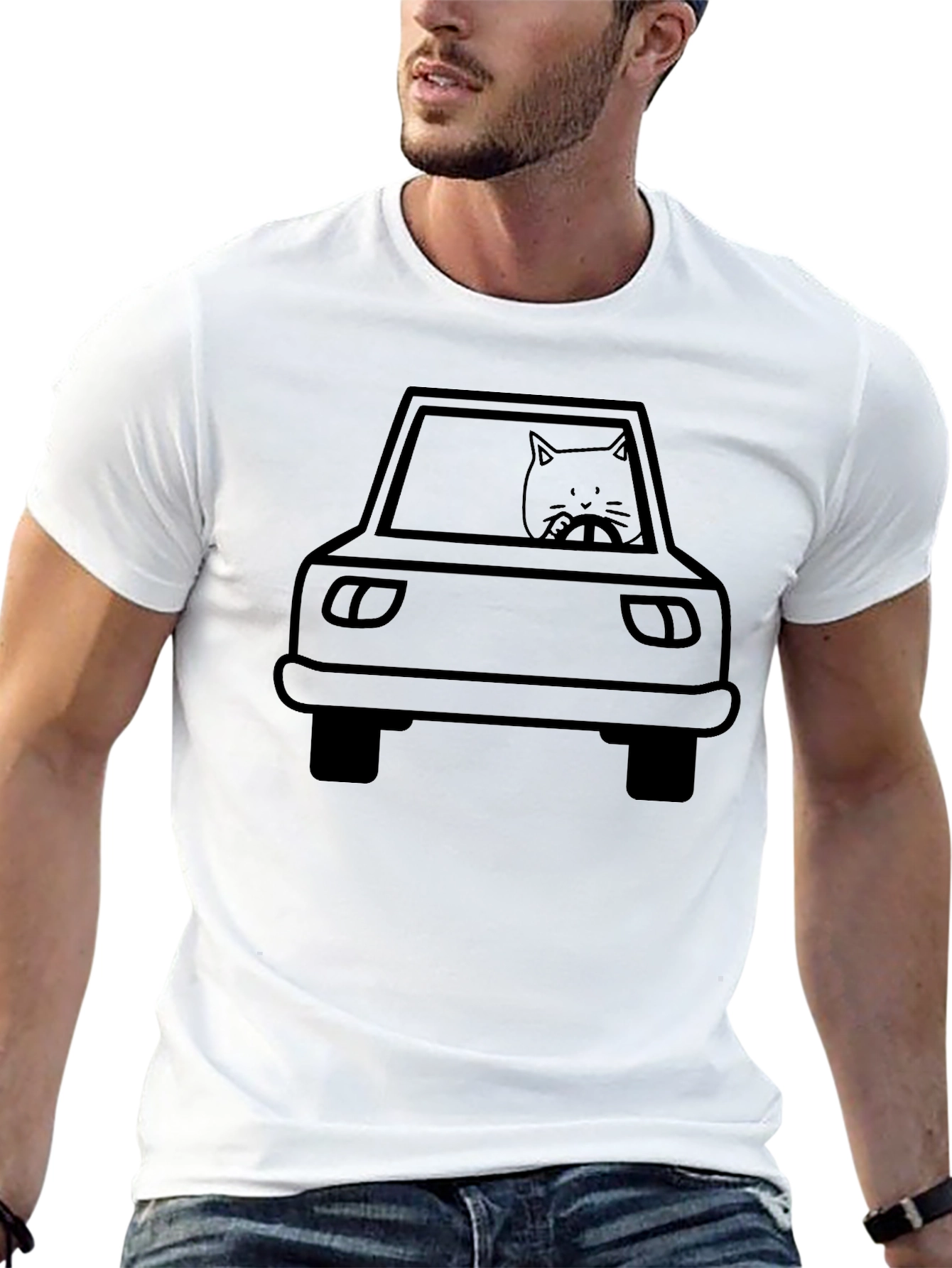 Cat Driver T-Shirt - Black
