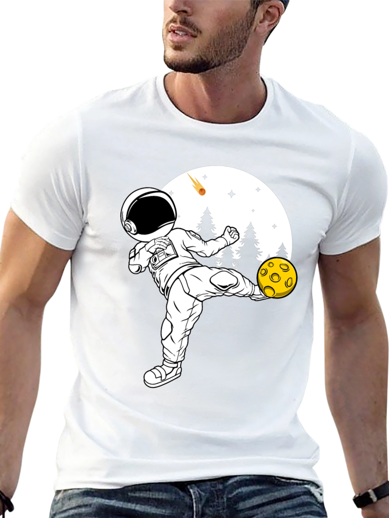 Astronaut Soccer T-Shirt - Space Kicking Fun