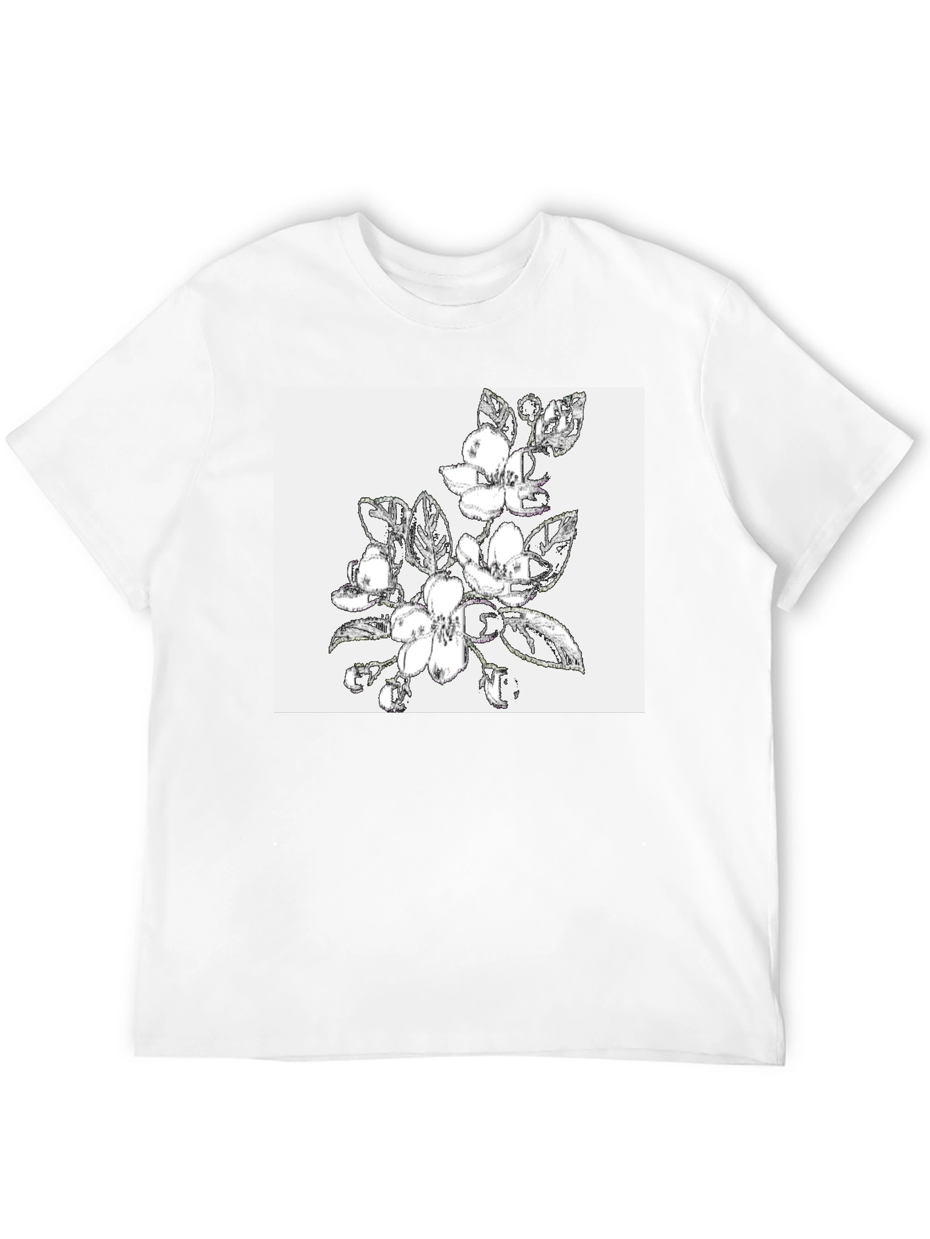 Floral Sketch Graphic Black T-Shirt