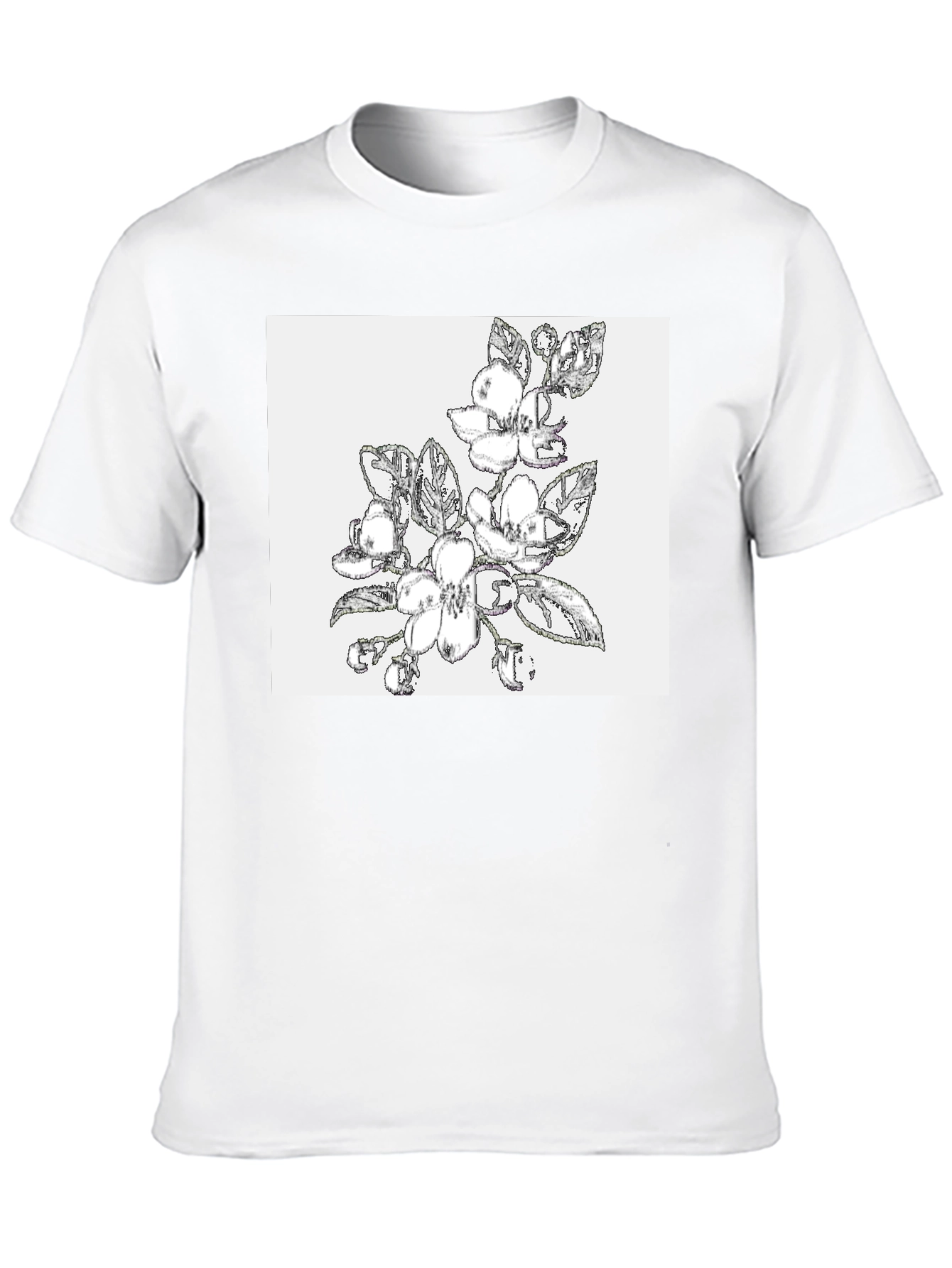 Floral Sketch Graphic Black T-Shirt