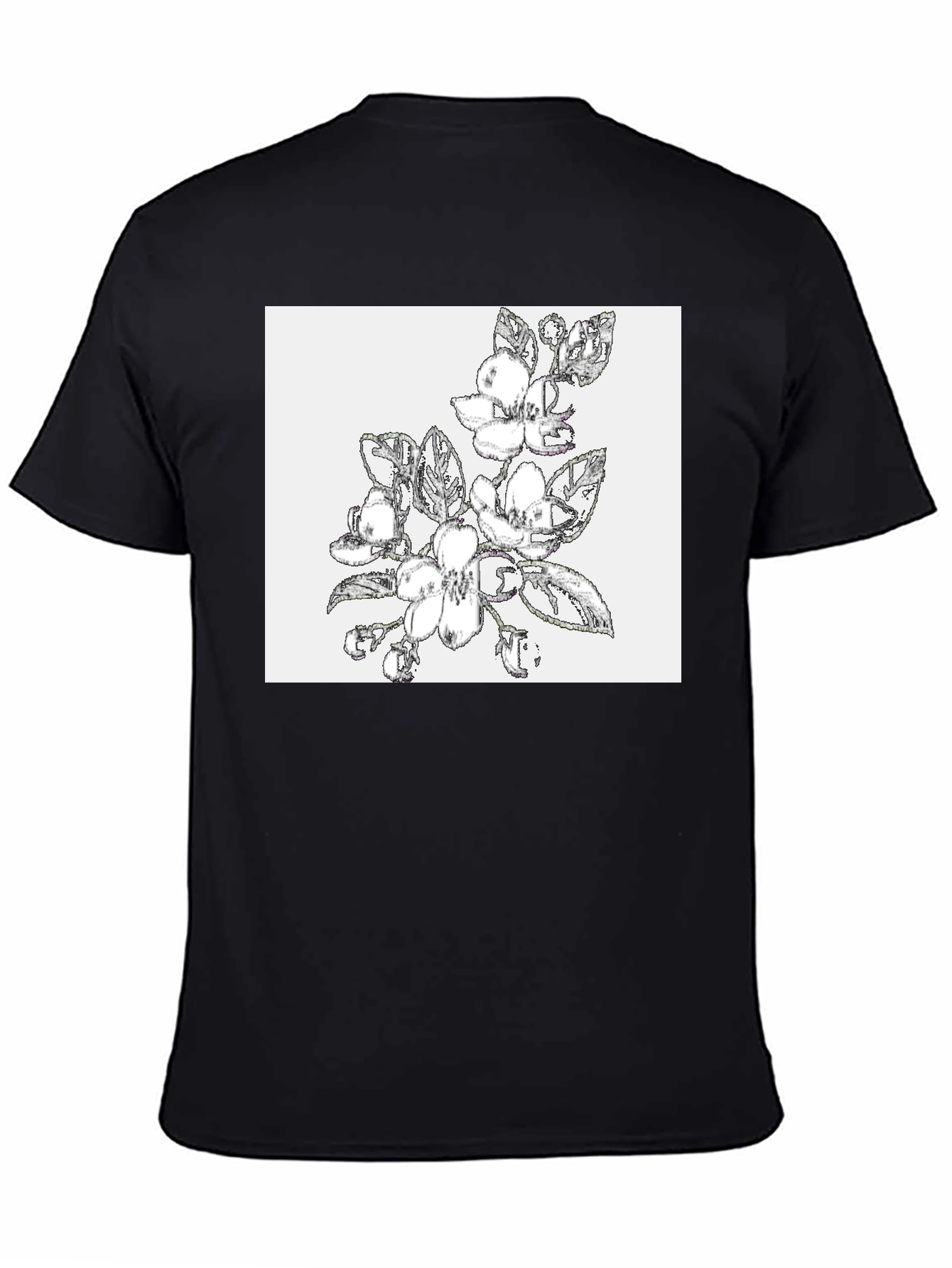 Floral Sketch Graphic Black T-Shirt