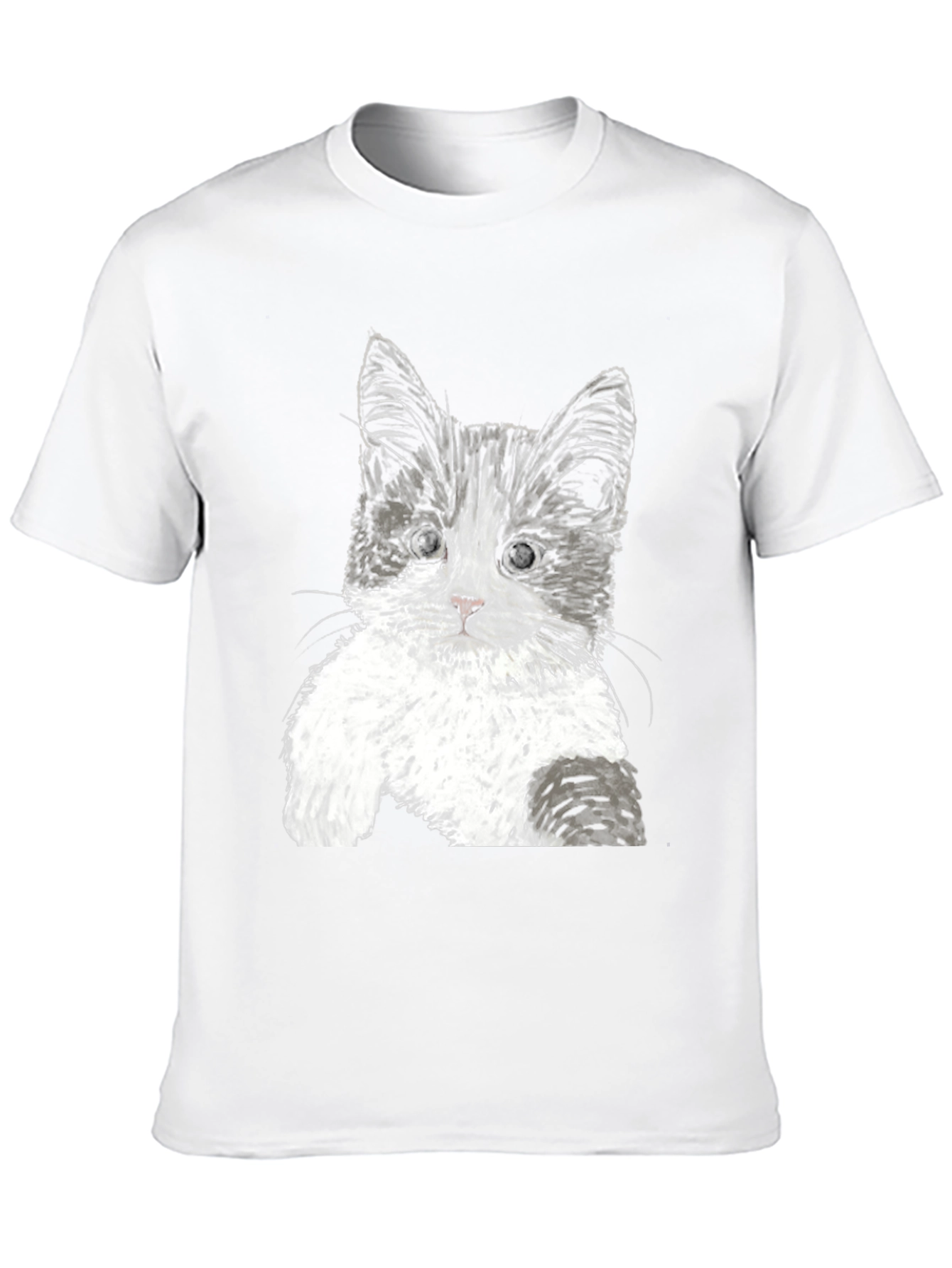 Cute Kitten Graphic Tee - Black Cotton T-Shirt
