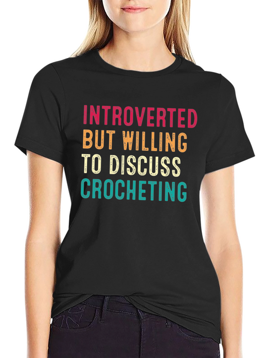 Introverted Crocheting T-Shirt - Black Cotton Tee