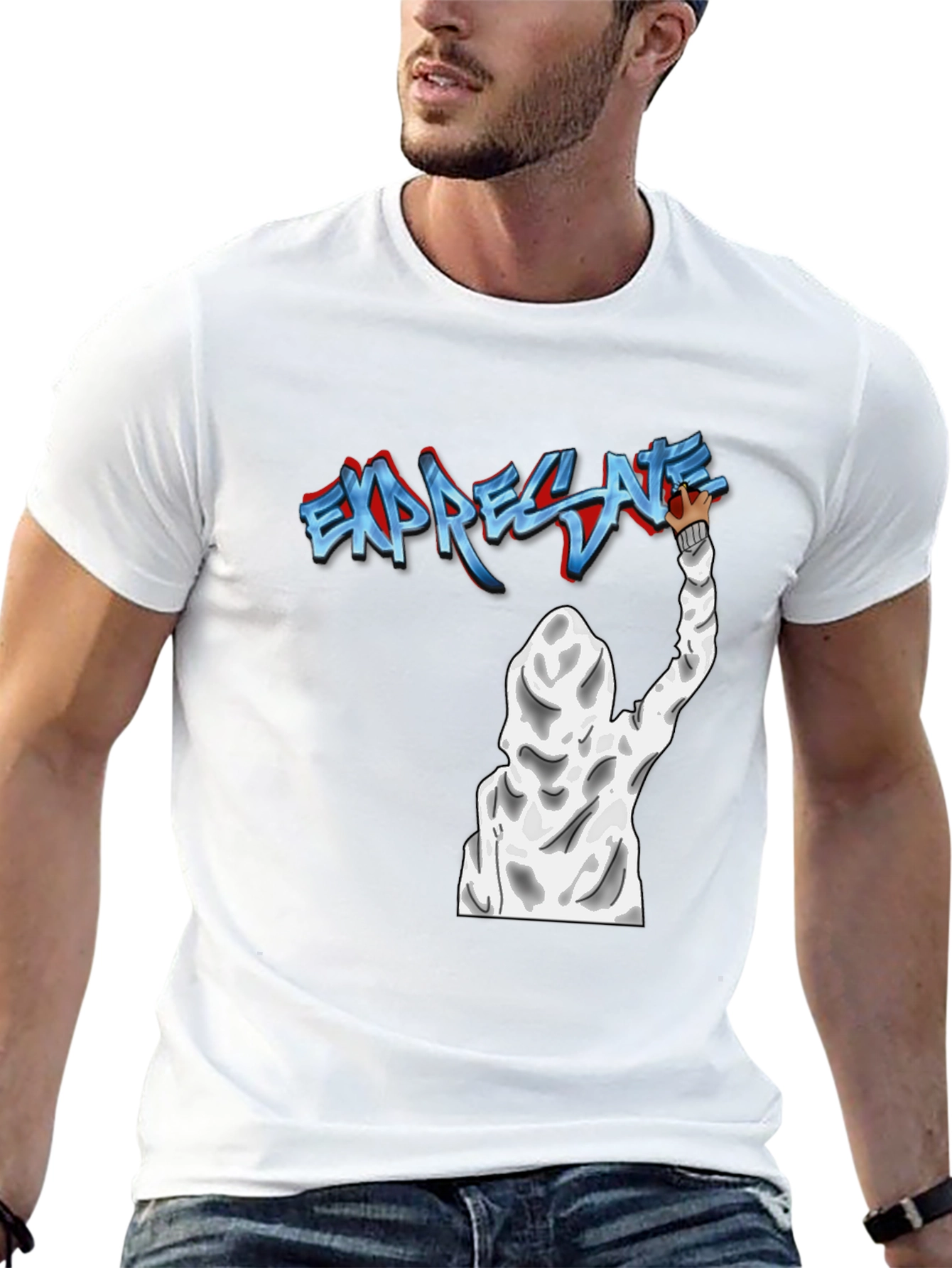 Expressive Graffiti Graphic Black T-Shirt