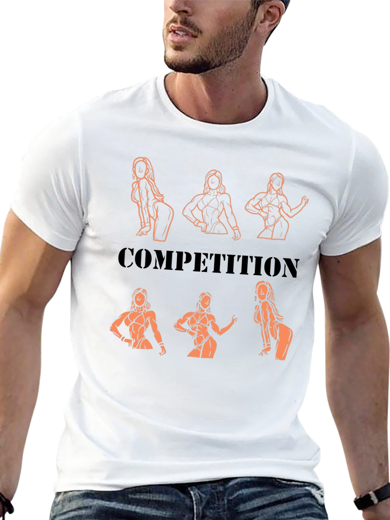 Competition Black T-Shirt with Bodybuilding Design