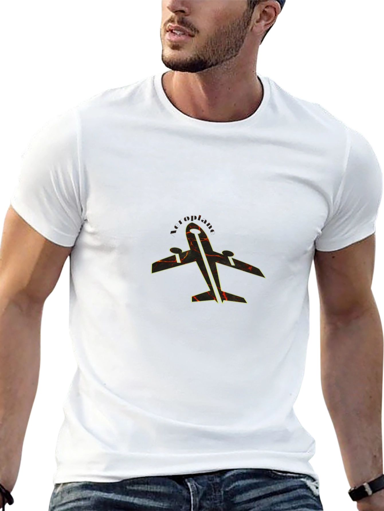 Airplane Graphic Tee - Black Stylish Design