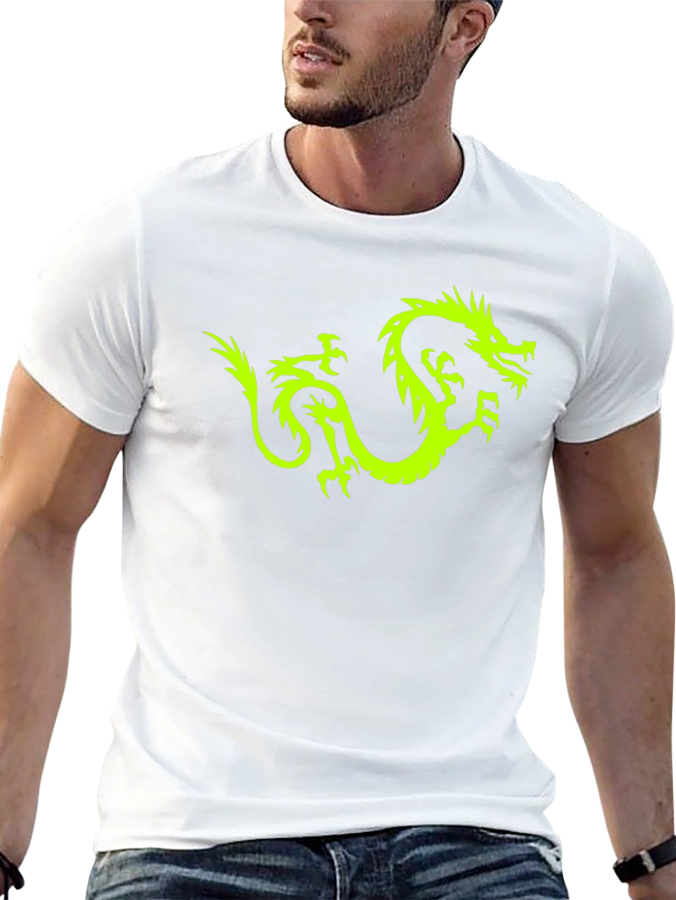 Neon Dragon Graphic Tee - Black