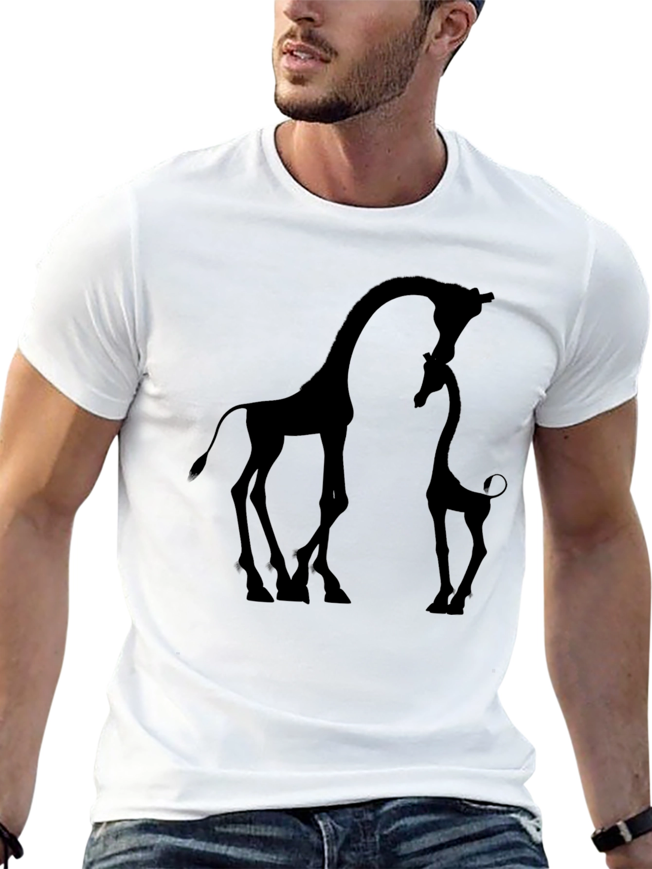 Giraffe Silhouette Black T-Shirt