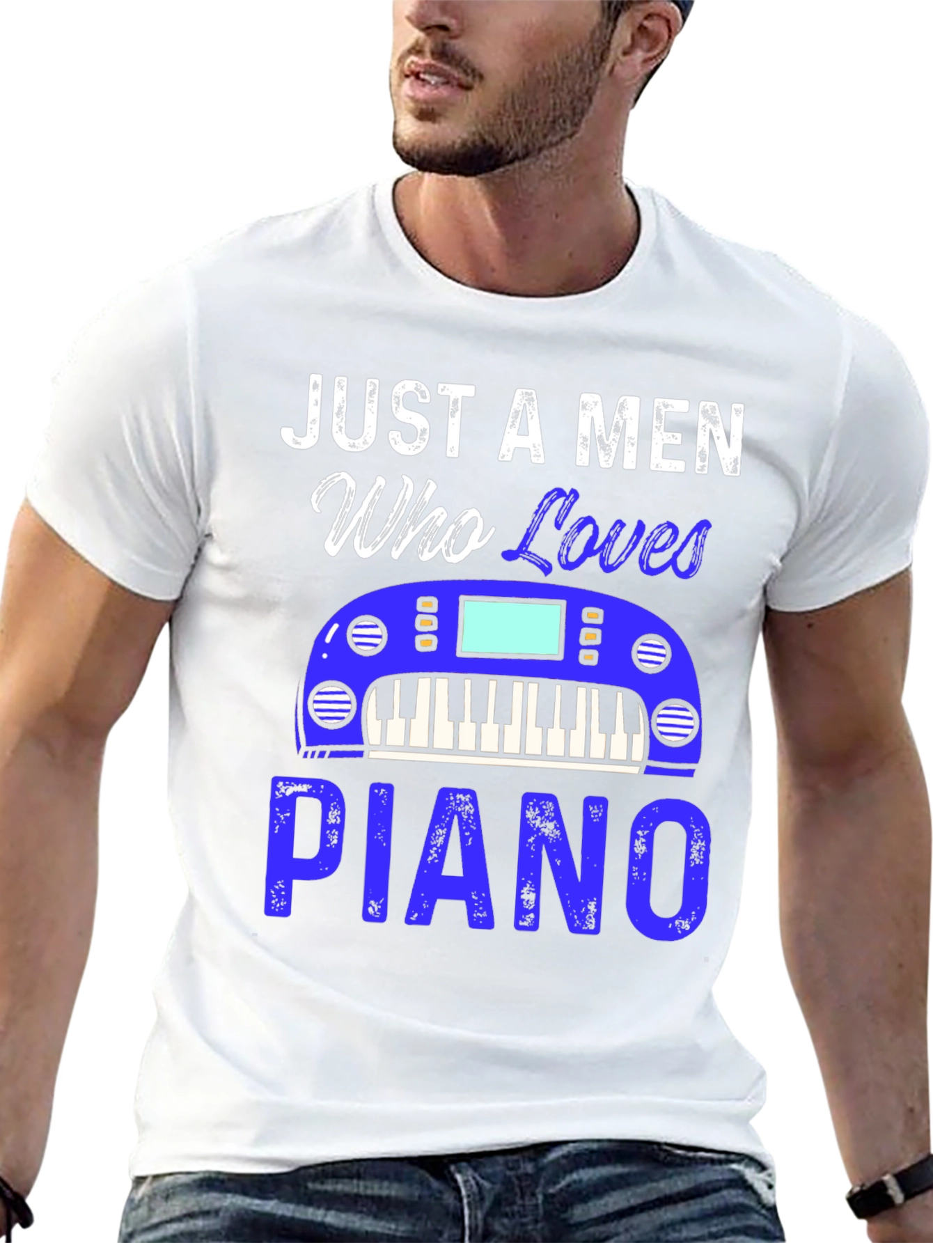 Just A Men Who Loves Piano Black T-Shirt
