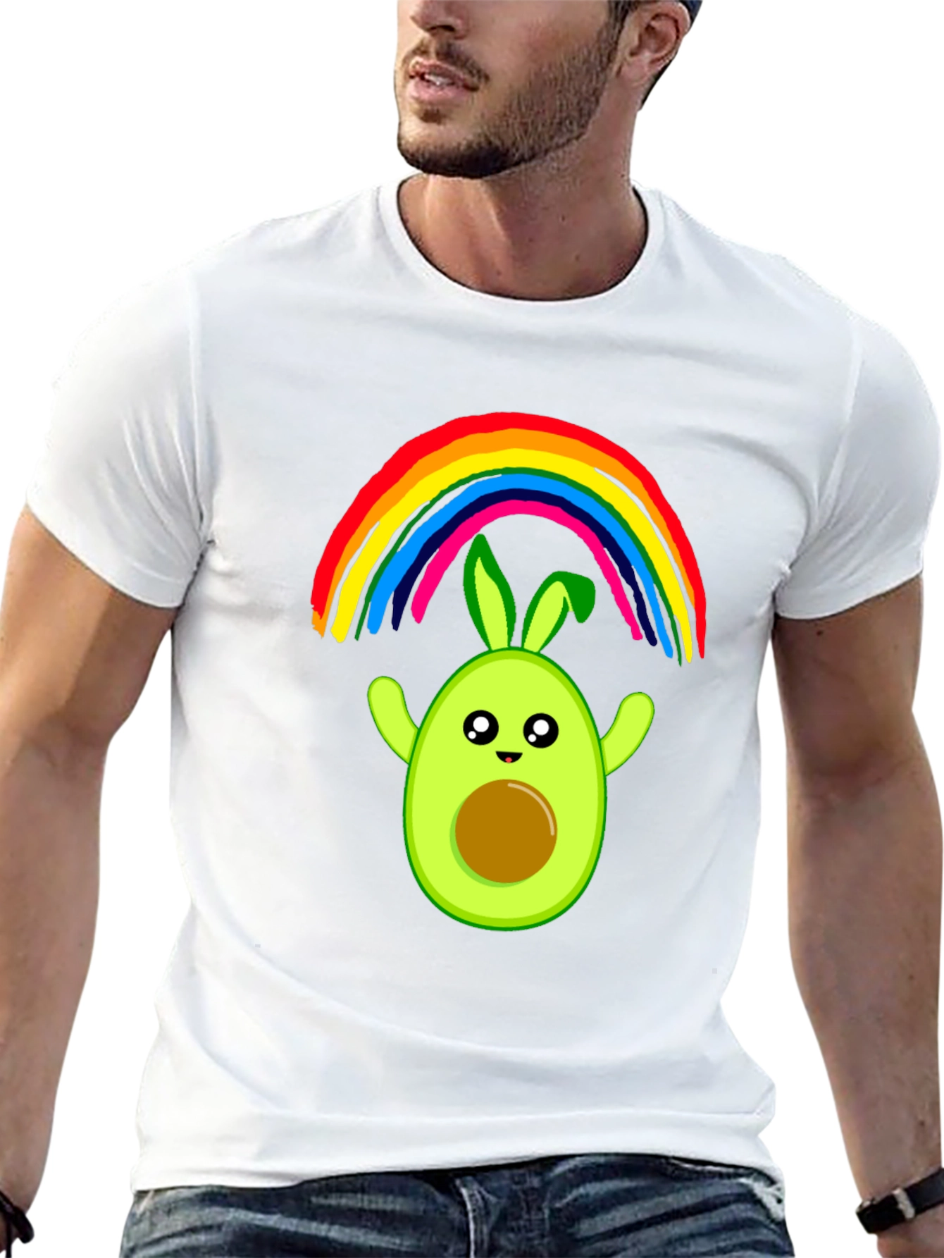 Avocado Bunny Rainbow Graphic Tee