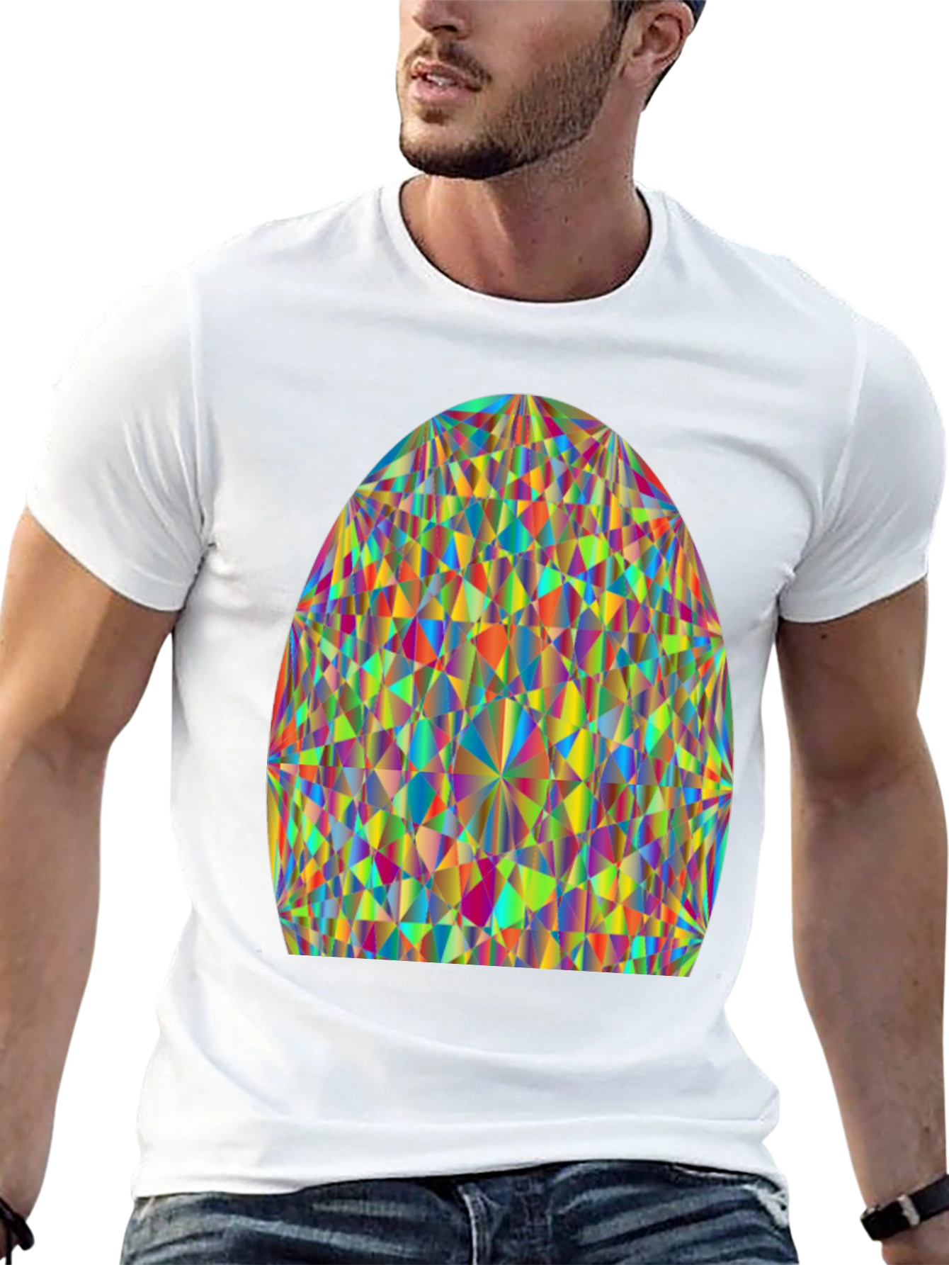 Prism Pattern Black Tee - Geometric Art Shirt
