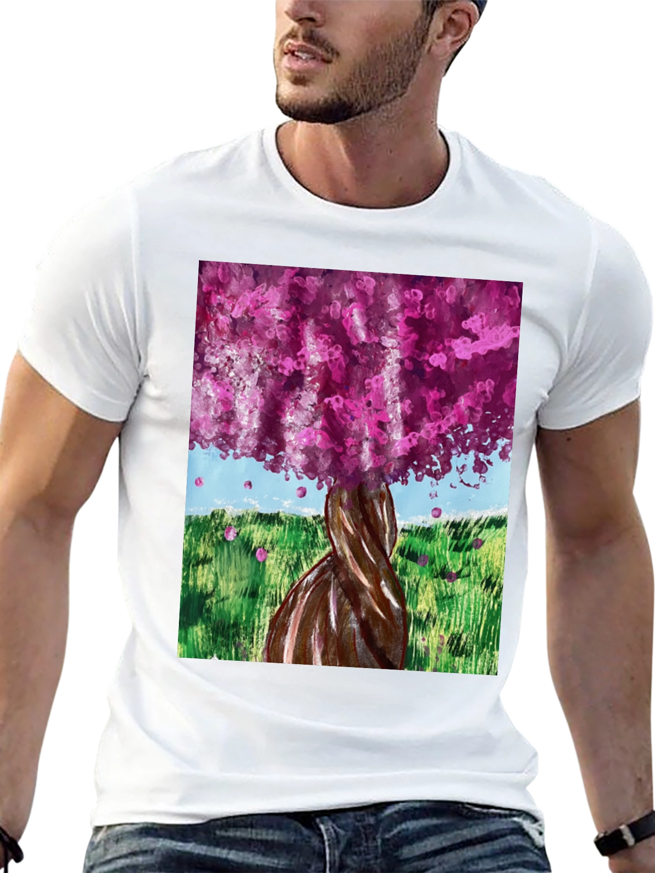 Pink Blossom Tree Graphic Tee - Nature Inspired Fashion