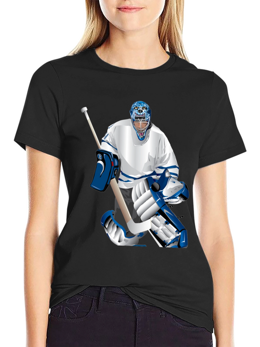 Hockey Goalie Graphic Tee - Black Cotton T-Shirt