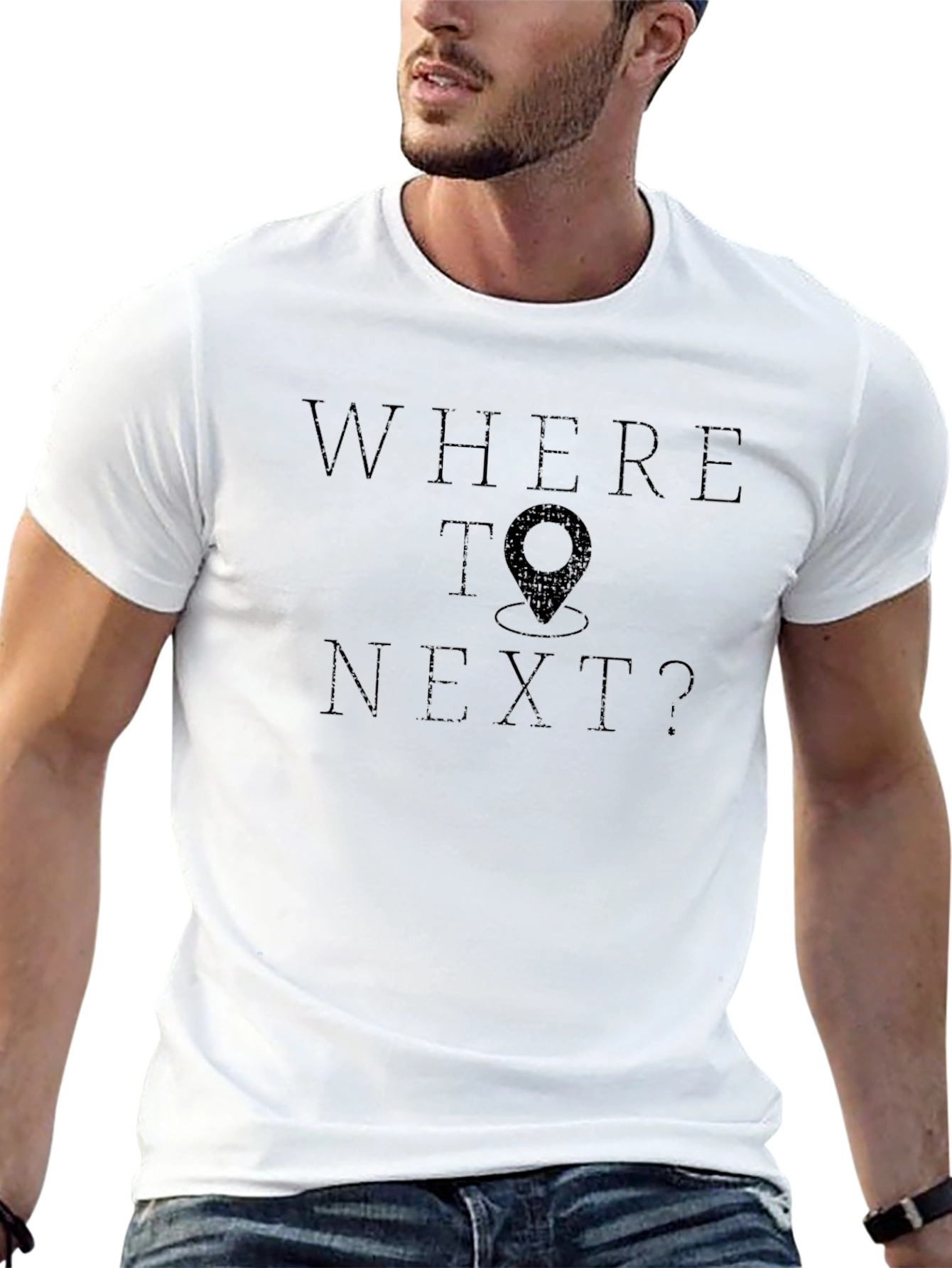 Where To Next? Black Graphic Tee