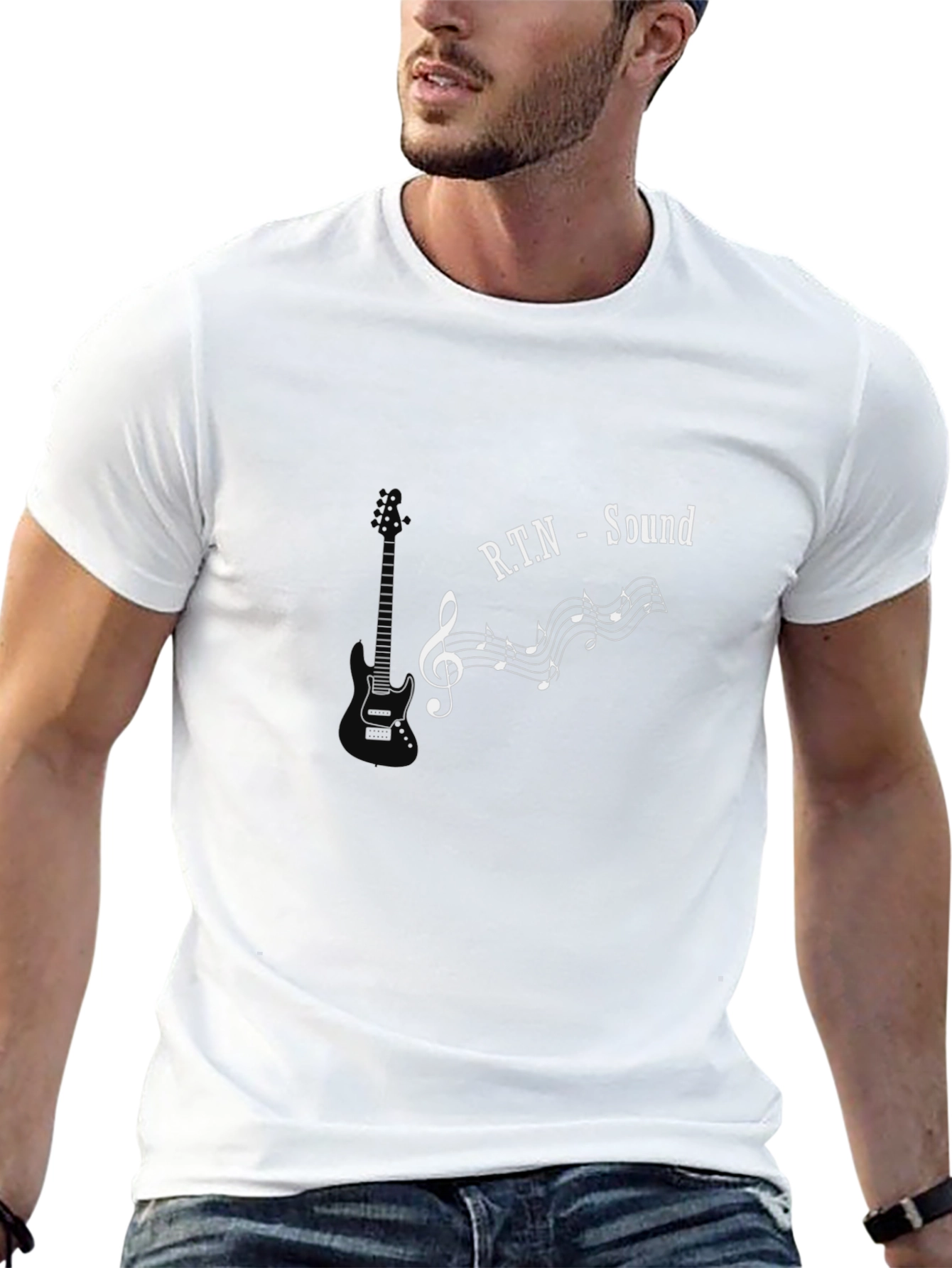RTN-Sound Musical T-Shirt - Black Cotton Blend
