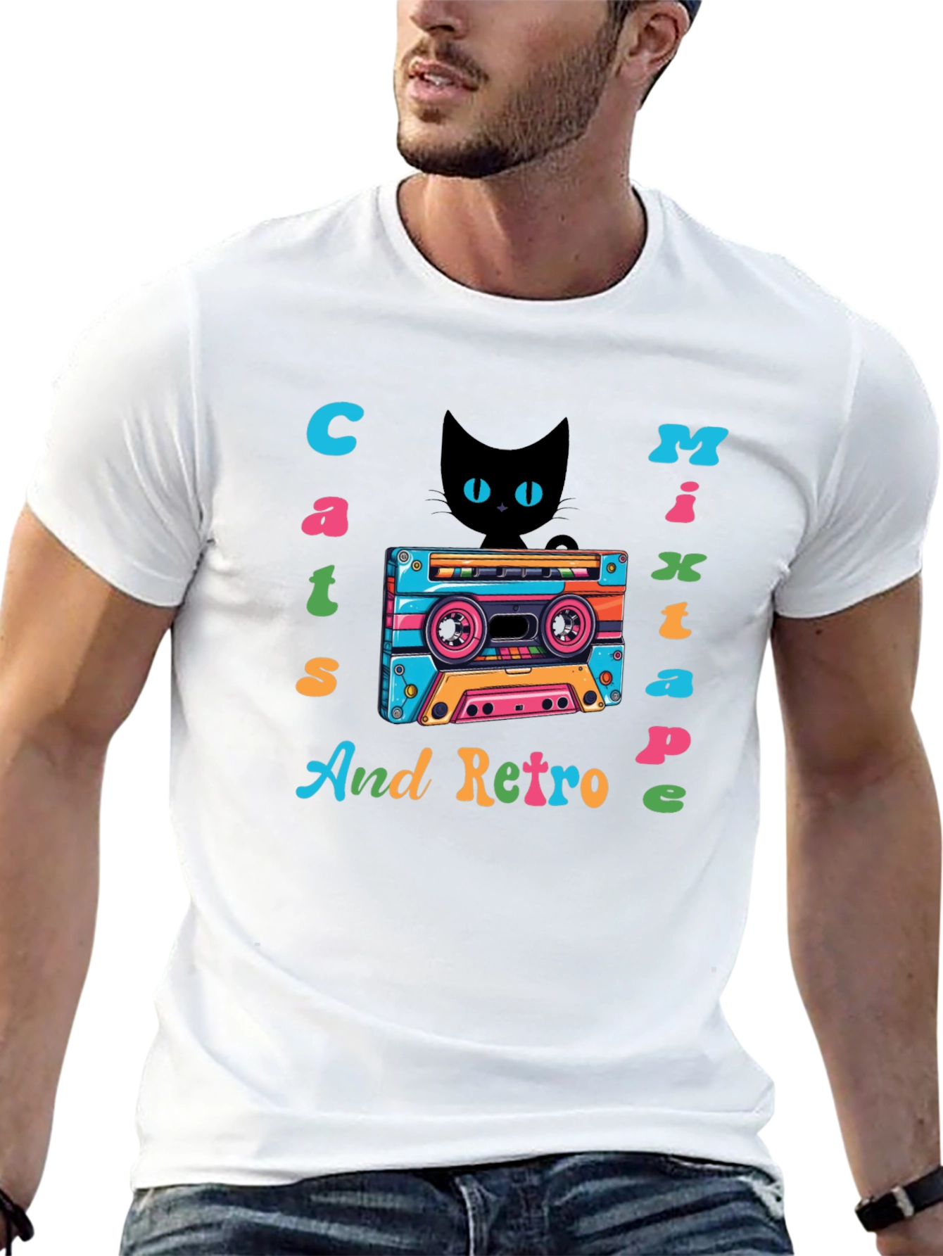Cats Mixtape Retro Graphic Tee
