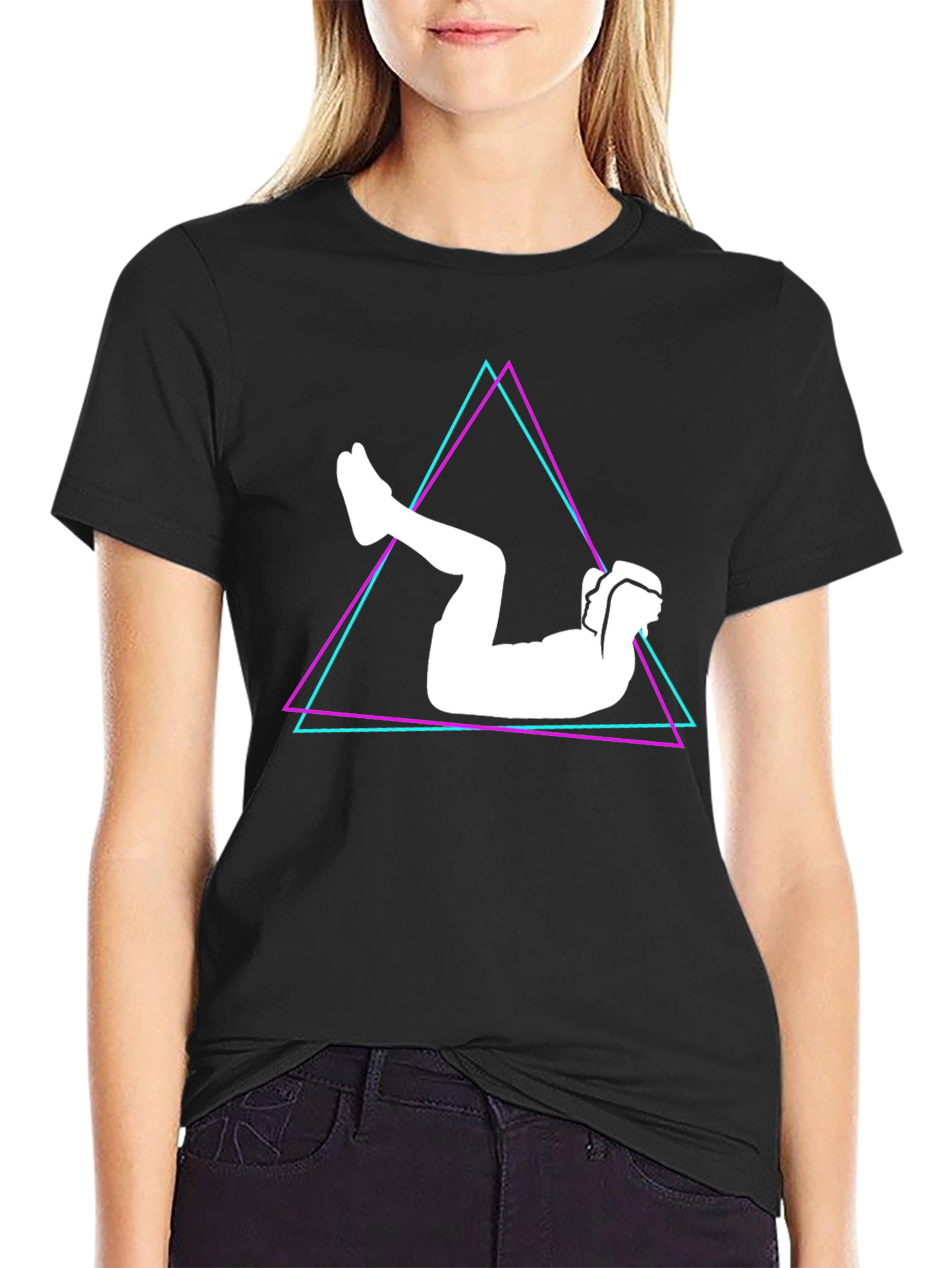 Geometric Abs Workout Black T-Shirt