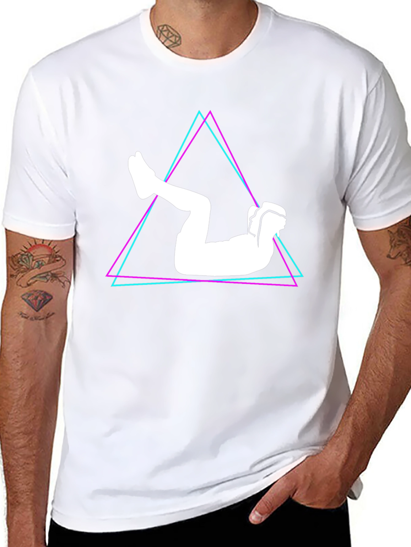 Geometric Abs Workout Black T-Shirt