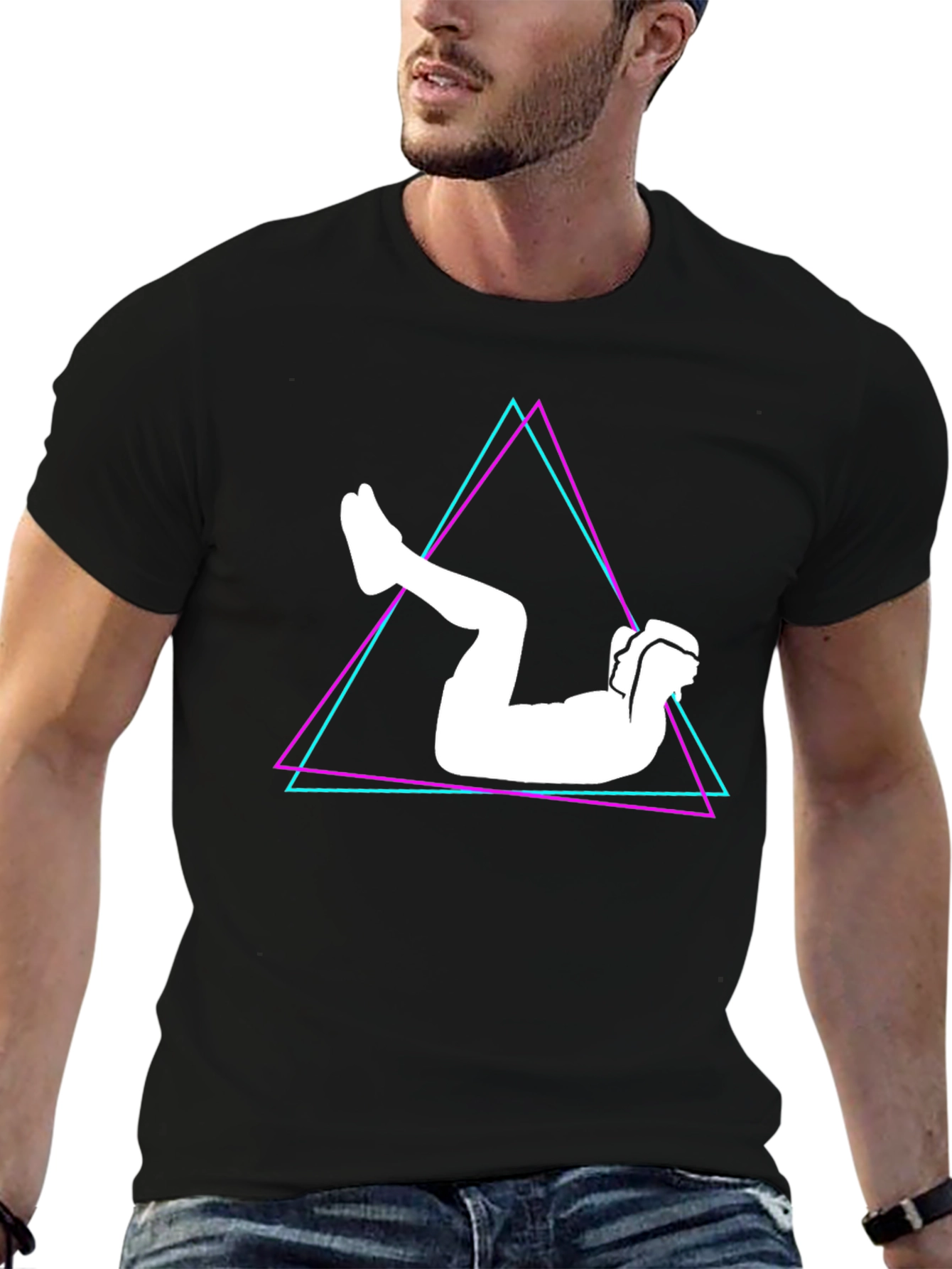 Geometric Abs Workout Black T-Shirt