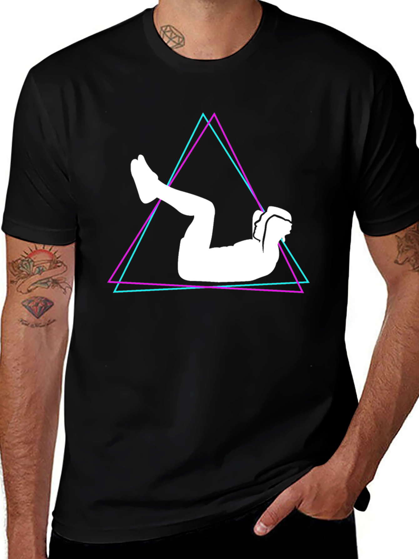 Geometric Abs Workout Black T-Shirt