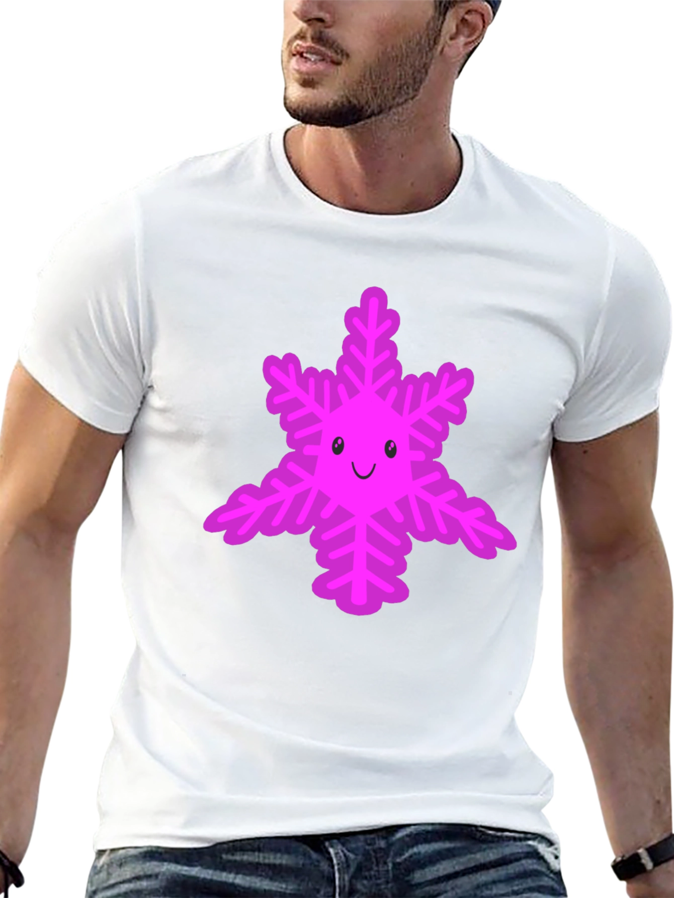Cute Snowflake Graphic Tee - Black