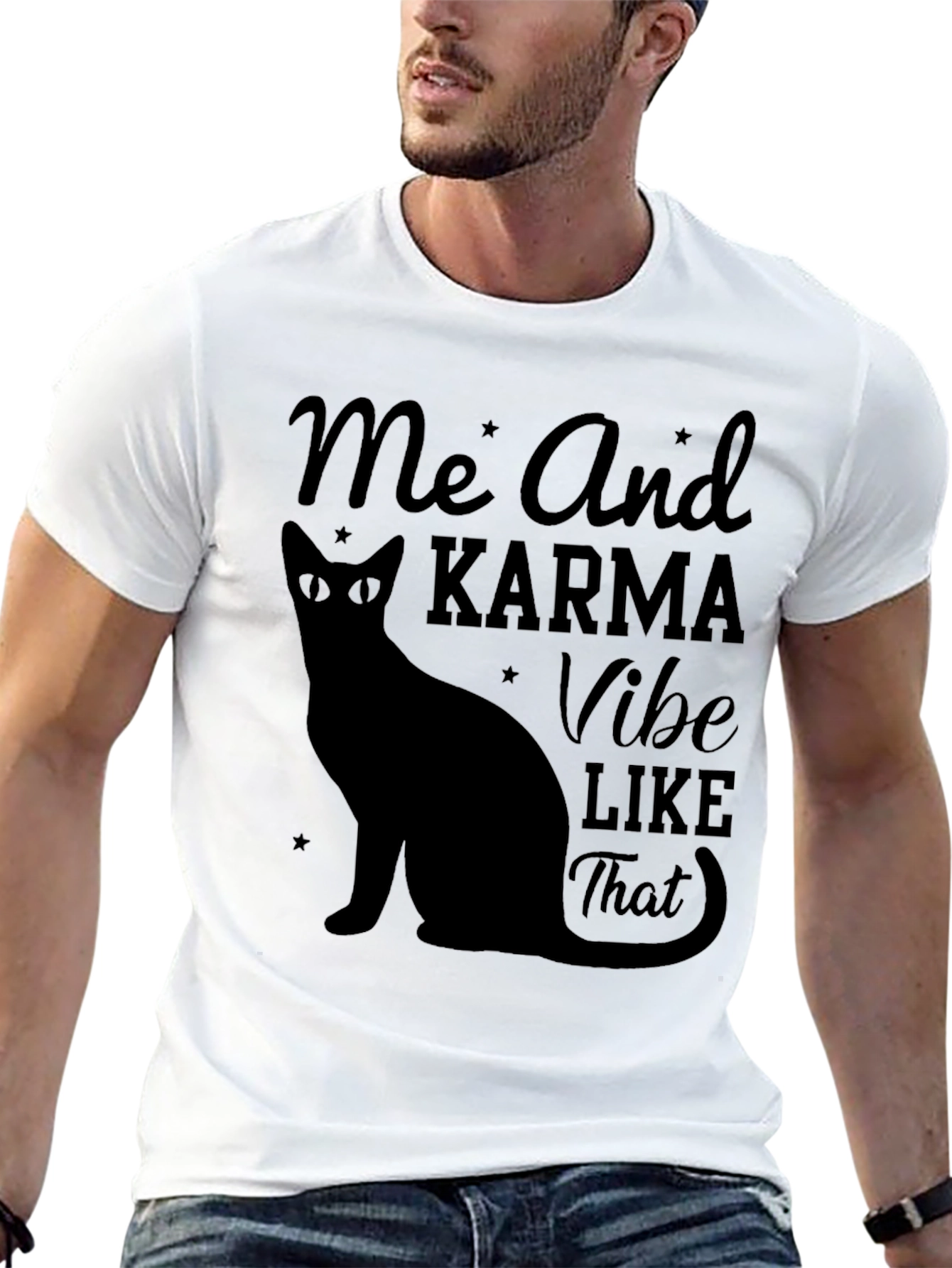 Karma Vibe Black Cat Graphic T-Shirt