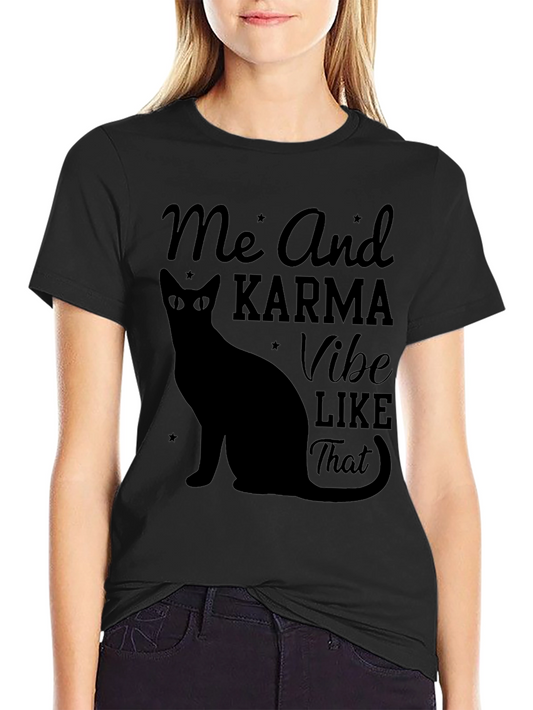 Karma Vibe Black Cat Graphic T-Shirt