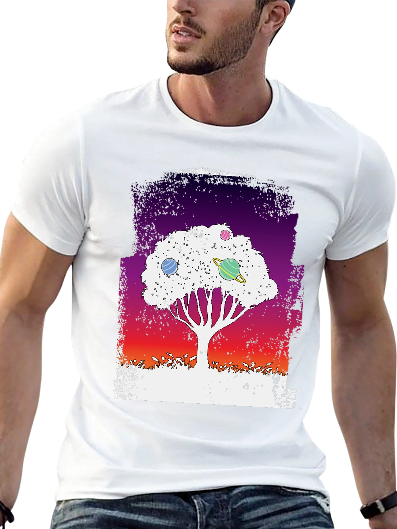 Galaxy Tree Graphic Tee - Black Unisex T-Shirt