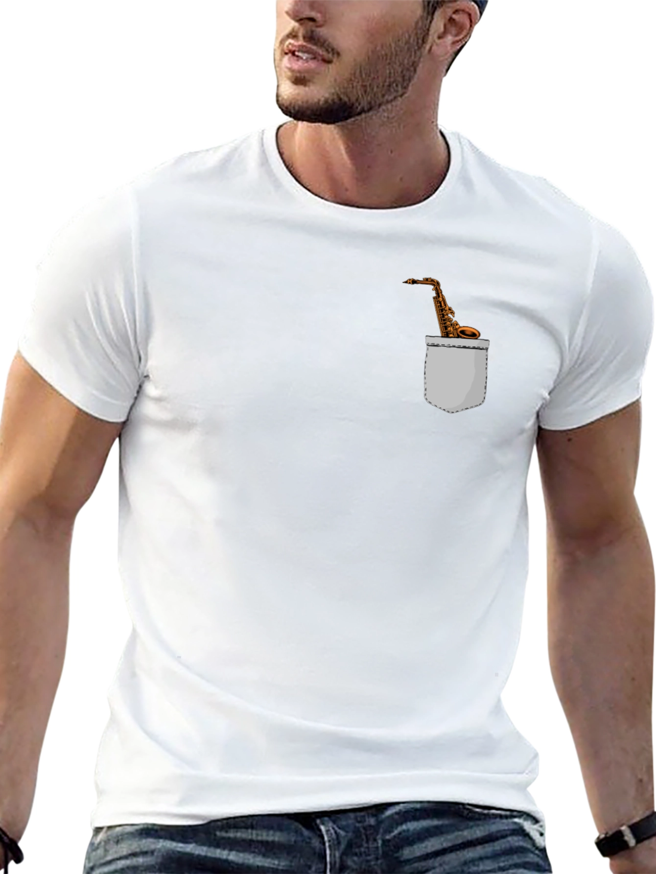 Saxophone Pocket Graphic Tee - Musicians Fashion