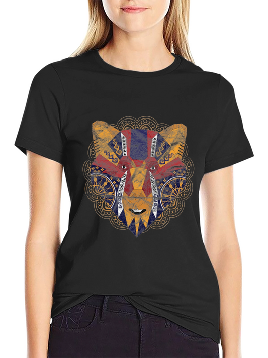 Aztec Jaguar Head T-Shirt - Vintage Style Black Tee