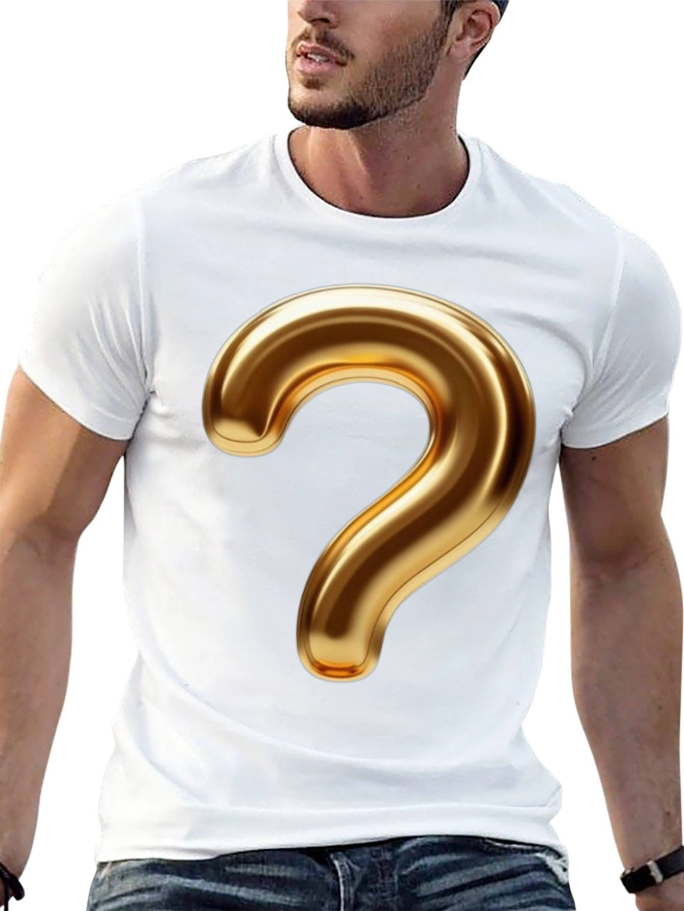 Golden Question Mark Graphic T-Shirt