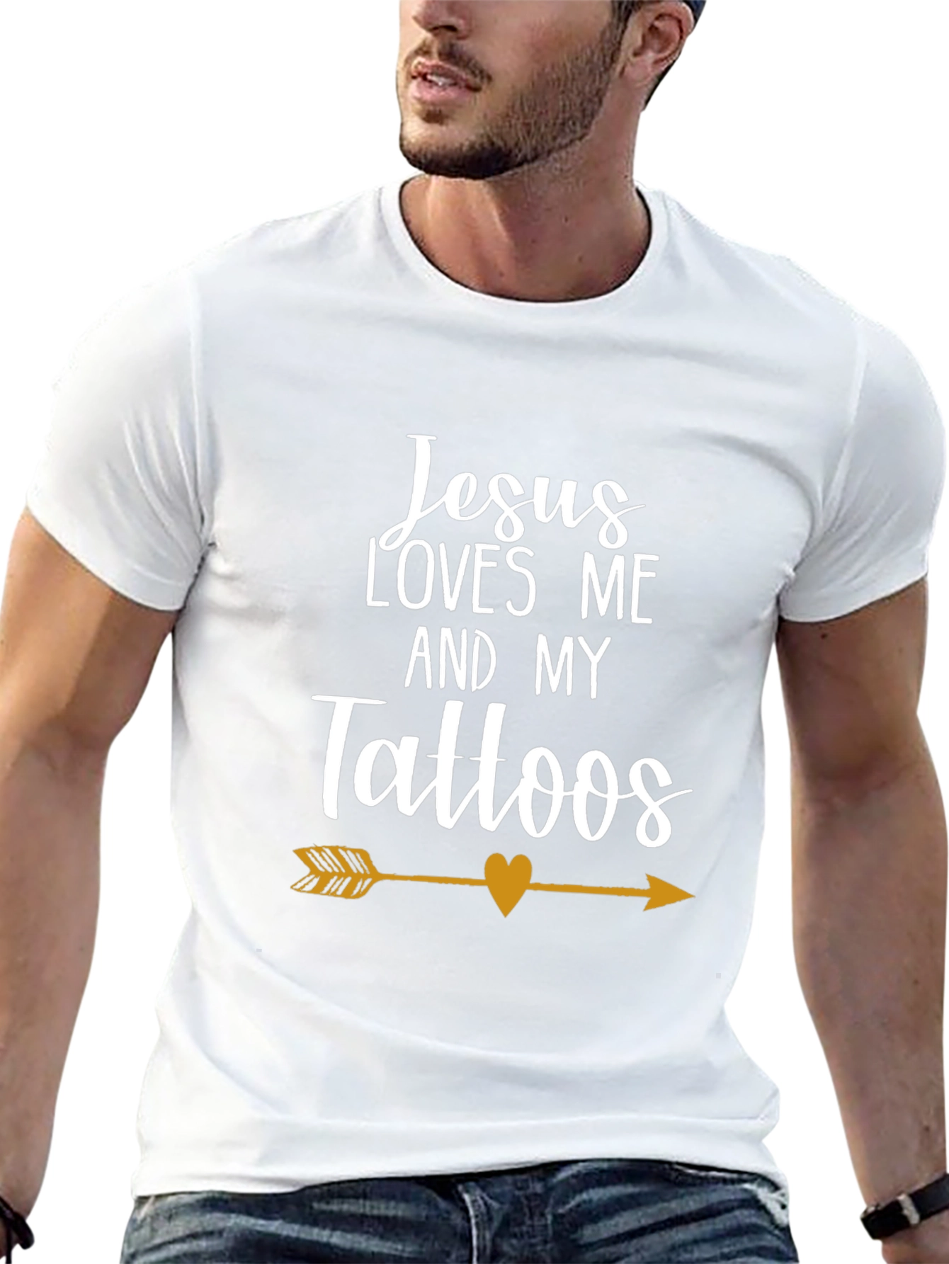 Jesus Loves Me & My Tattoos Arrow Graphic Tee