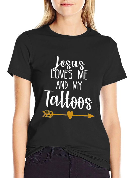 Jesus Loves Me & My Tattoos Arrow Graphic Tee