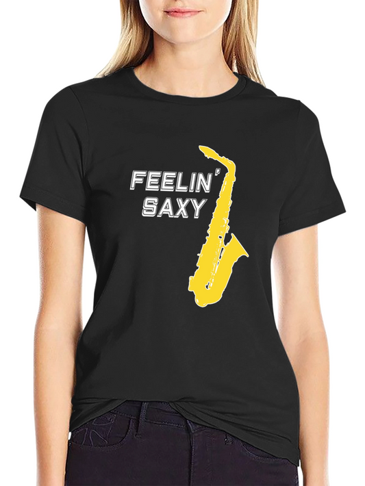 Feelin Saxy Graphic T-Shirt - Black Saxophone Tee