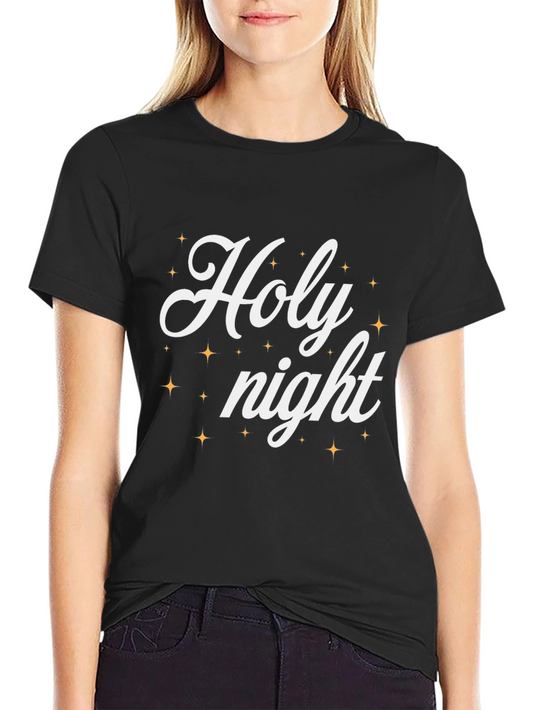 Holy Night Graphic Tee - Soft Black Cotton Blend