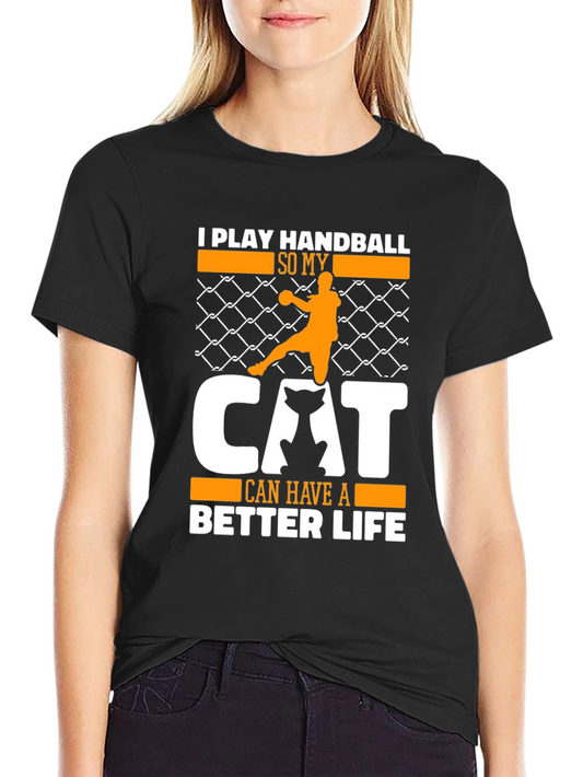 Handball Cat Lover Graphic T-Shirt