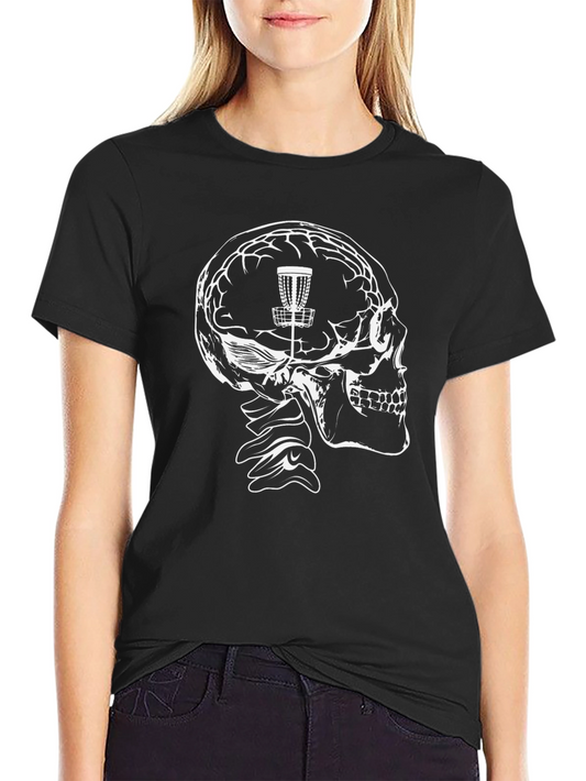 Disc Golf Brain Skull Black T-Shirt