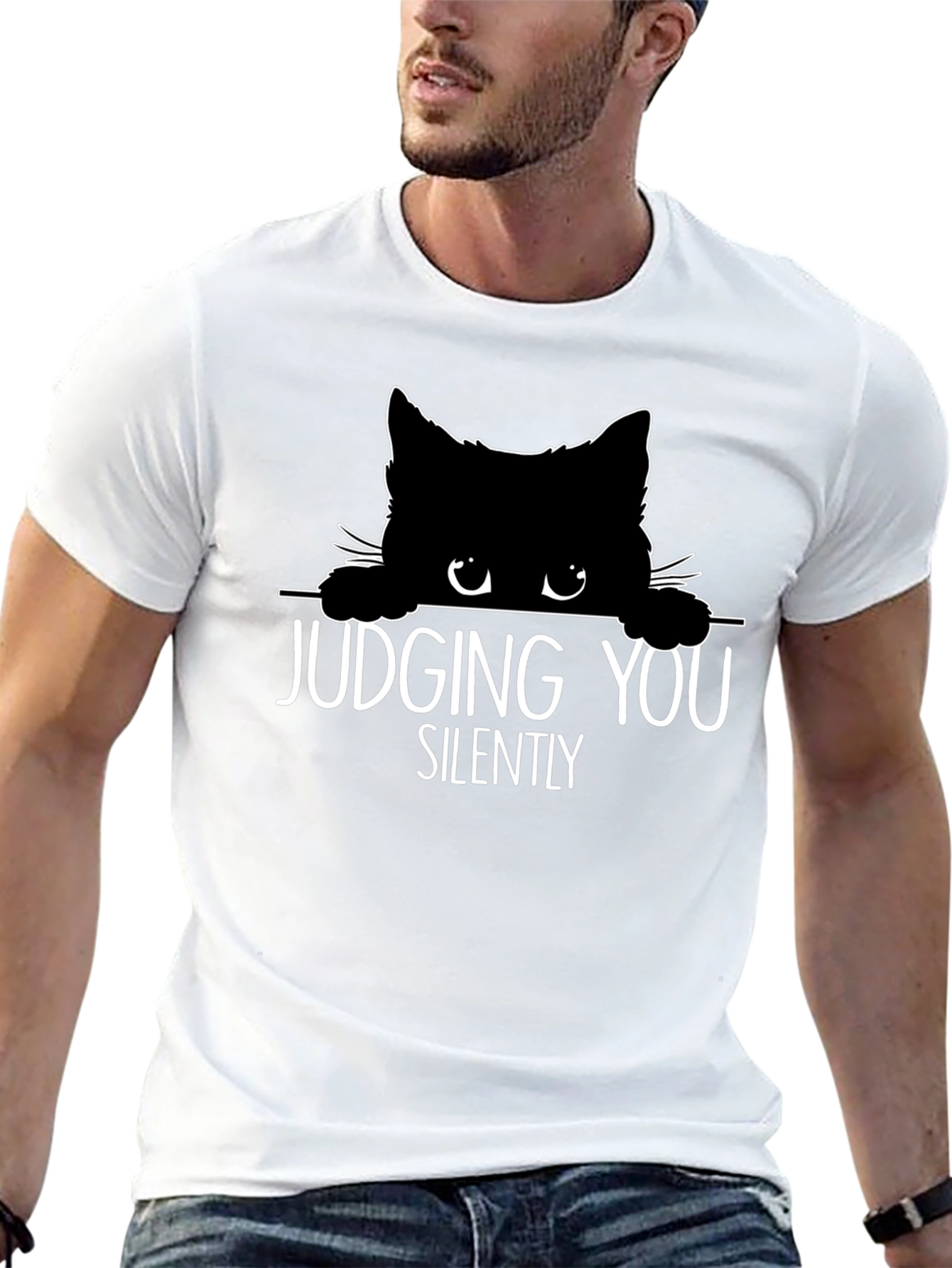 Judging You Silently Cat Graphic Tee