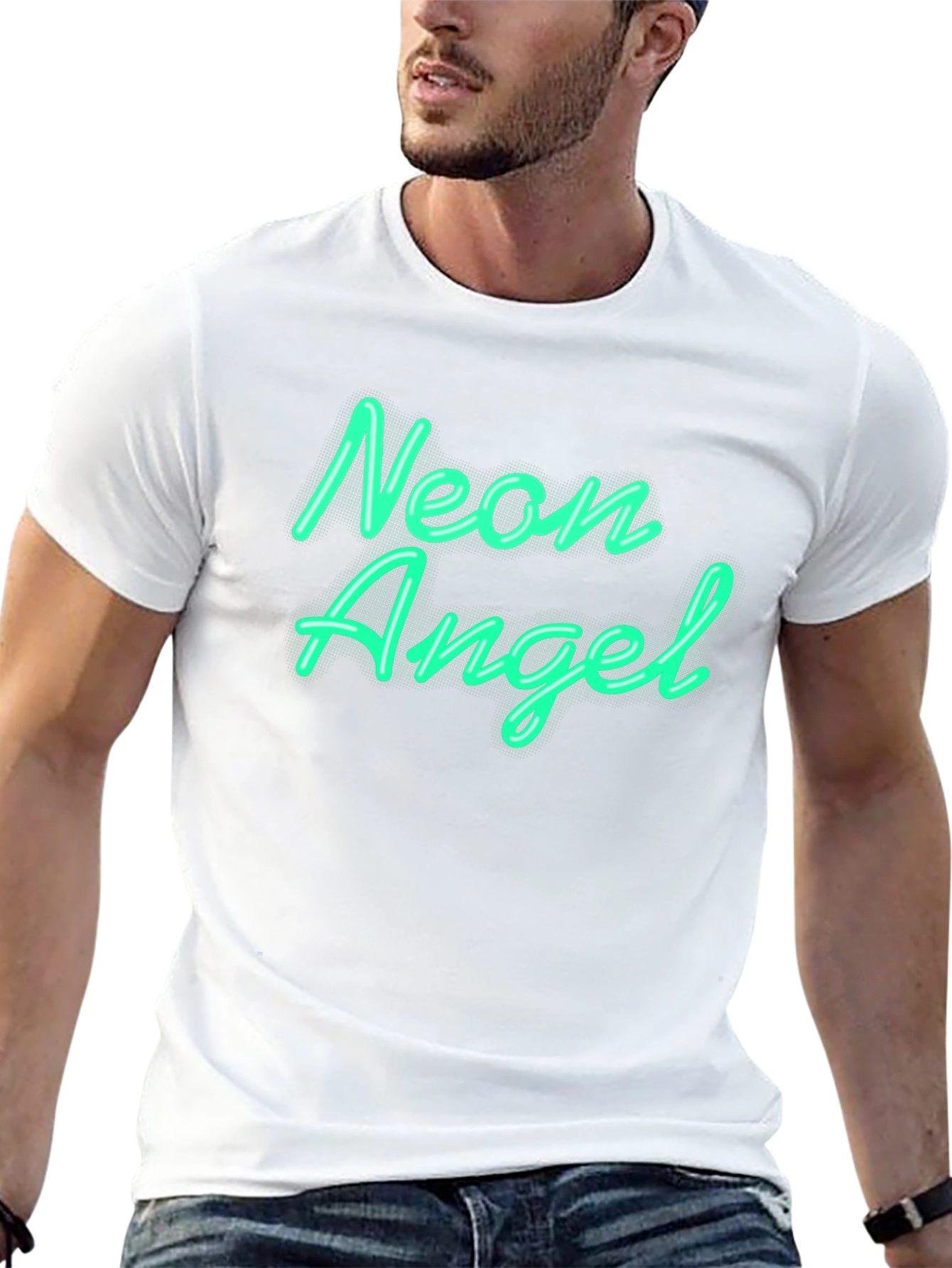 Neon Angel Graphic Tee - Black Unisex T-Shirt