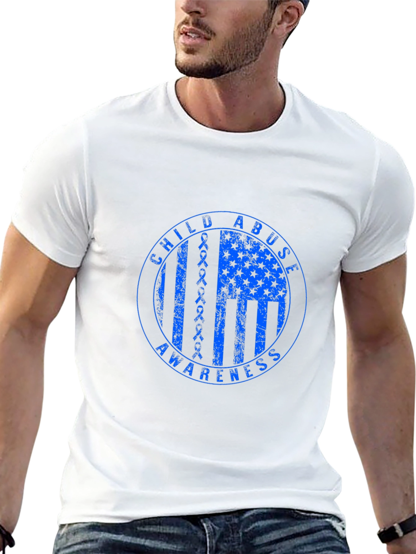 Child Abuse Awareness T-Shirt - Blue Ribbon Flag