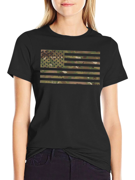 Camouflage American Flag Graphic T-Shirt
