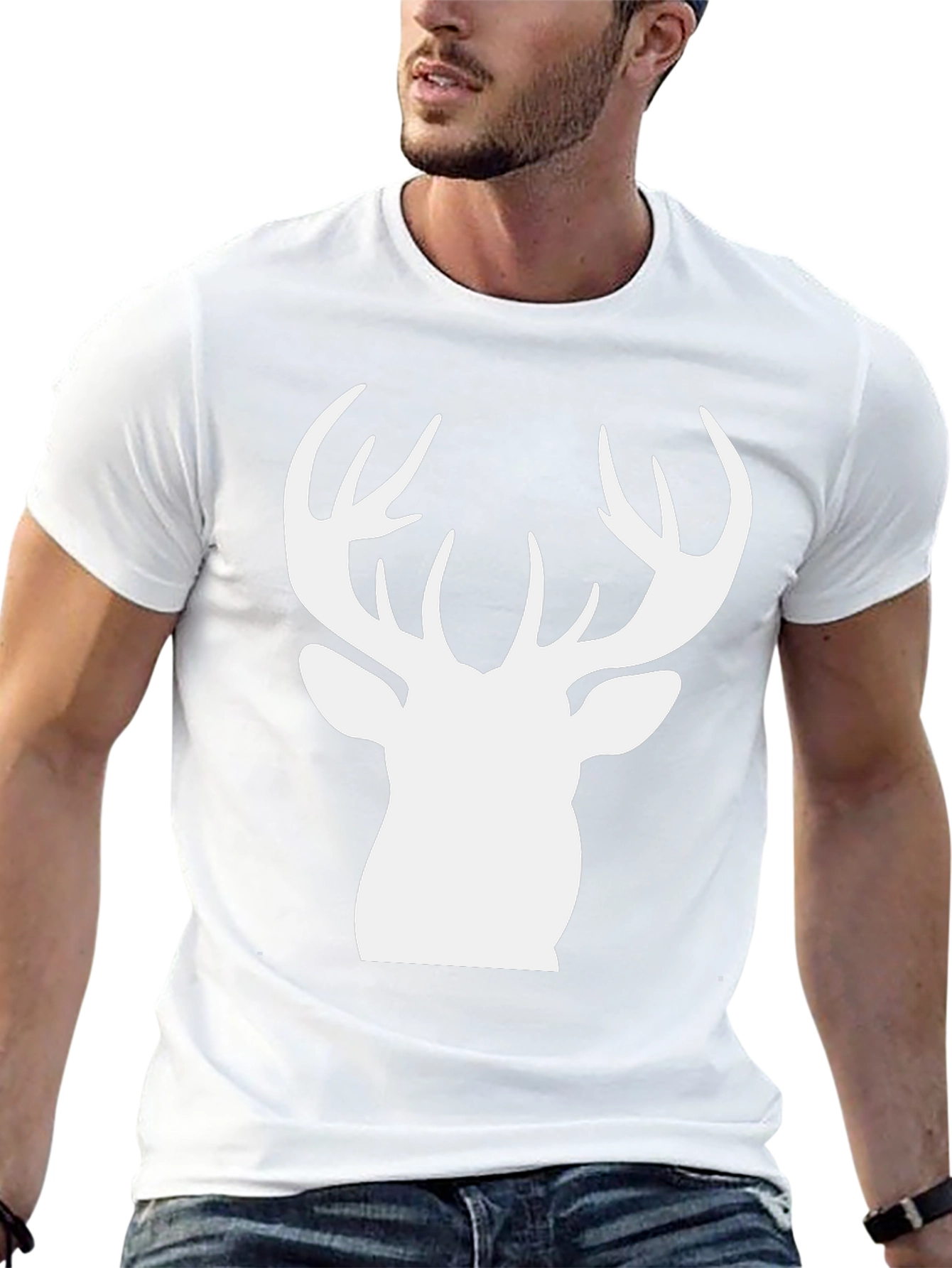 Deer Silhouette Graphic Tee - Black