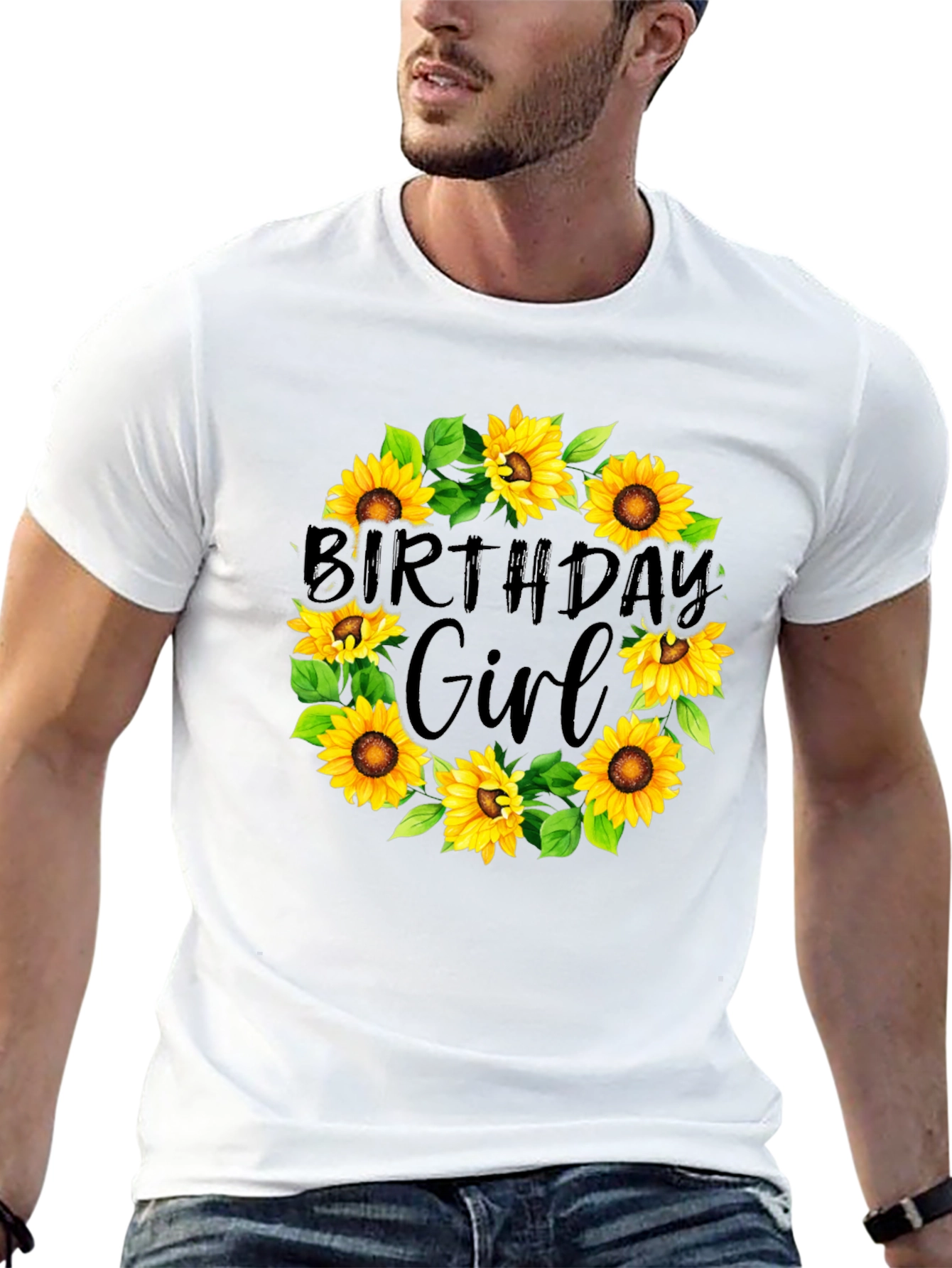 Birthday Girl Sunflower Wreath T-Shirt