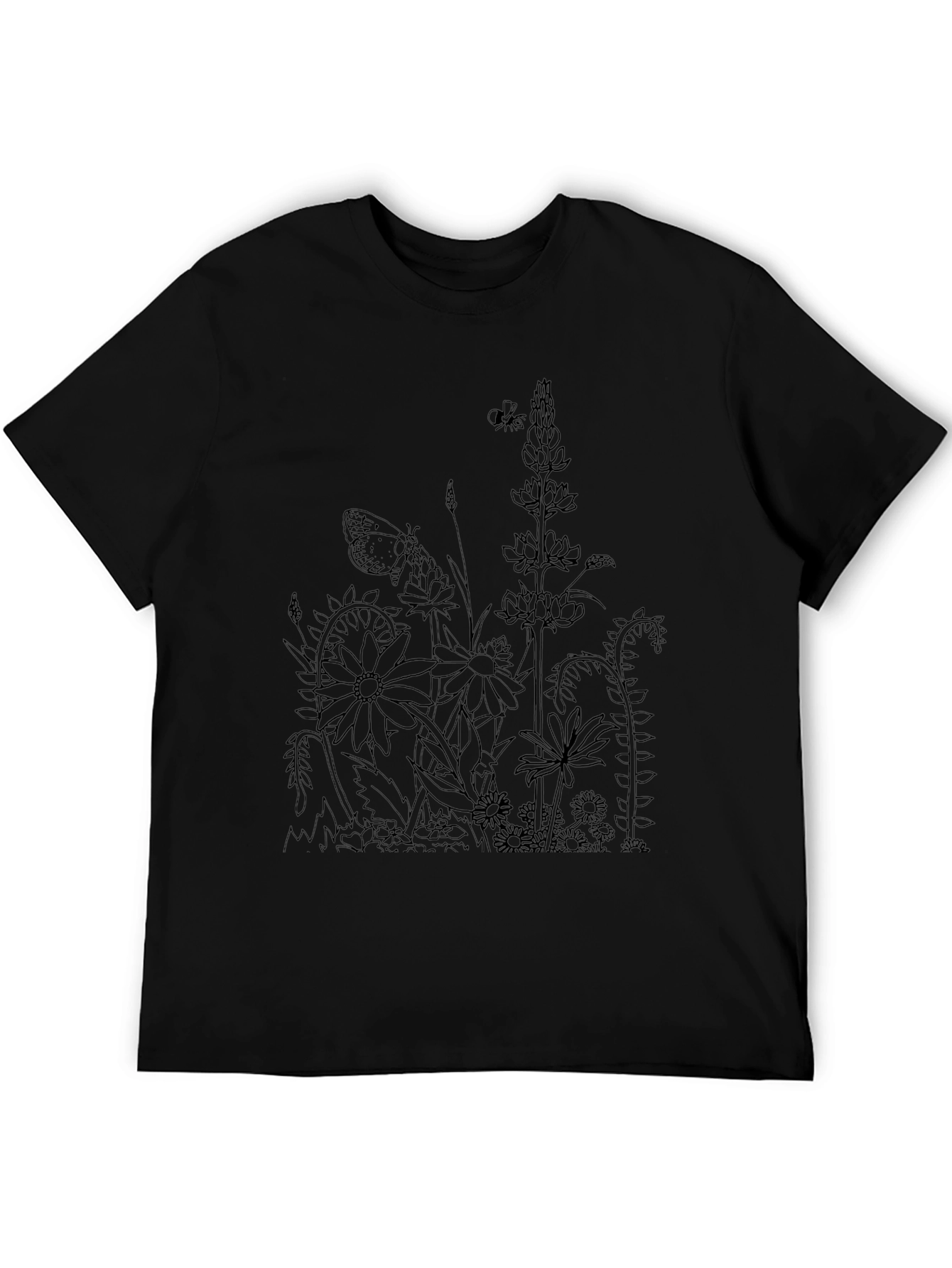 Floral Print Black T-Shirt