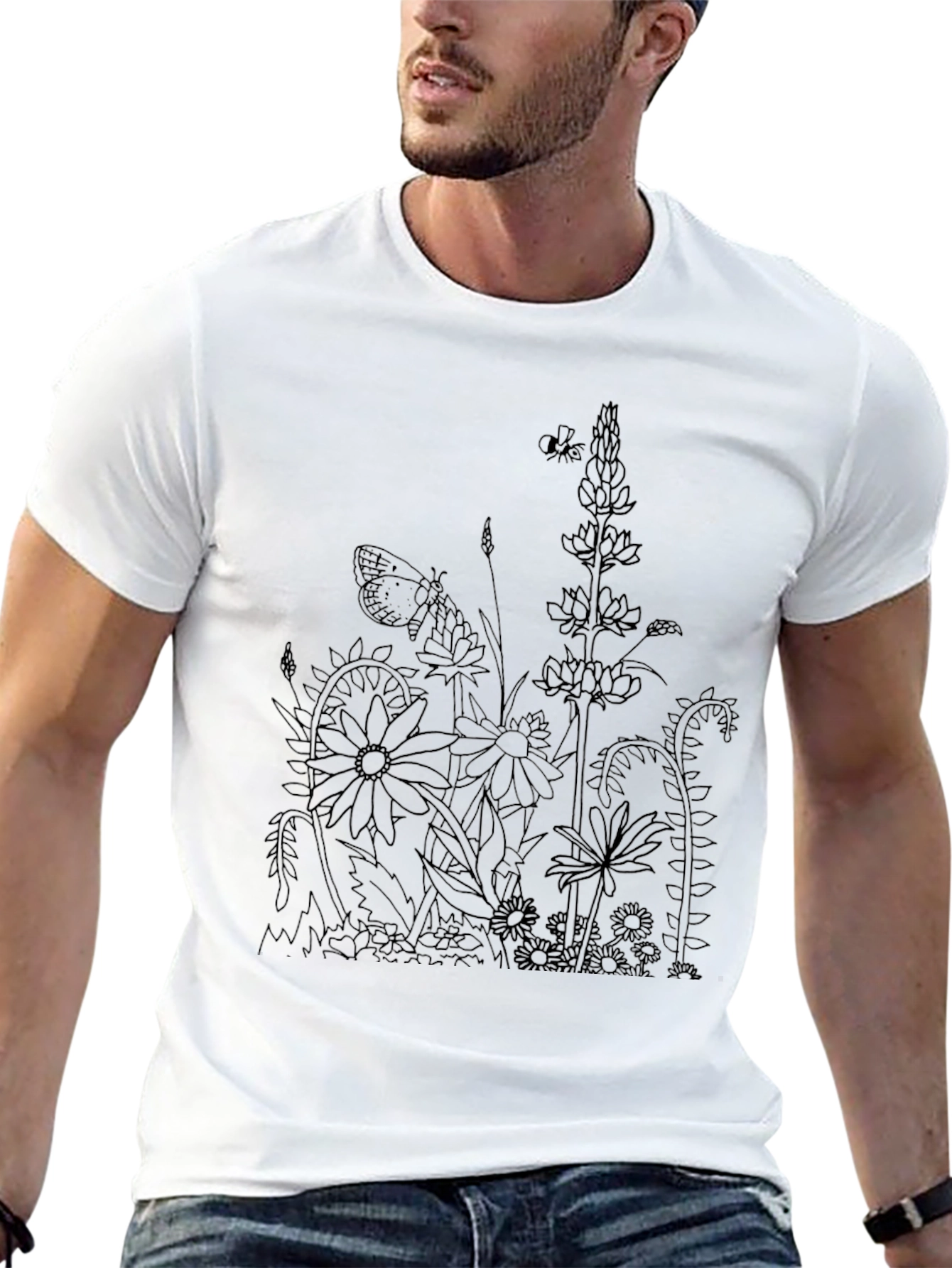 Floral Print Black T-Shirt